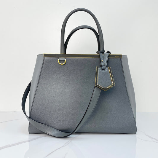 Fendi Medium 2jour Leather Bag - Grey