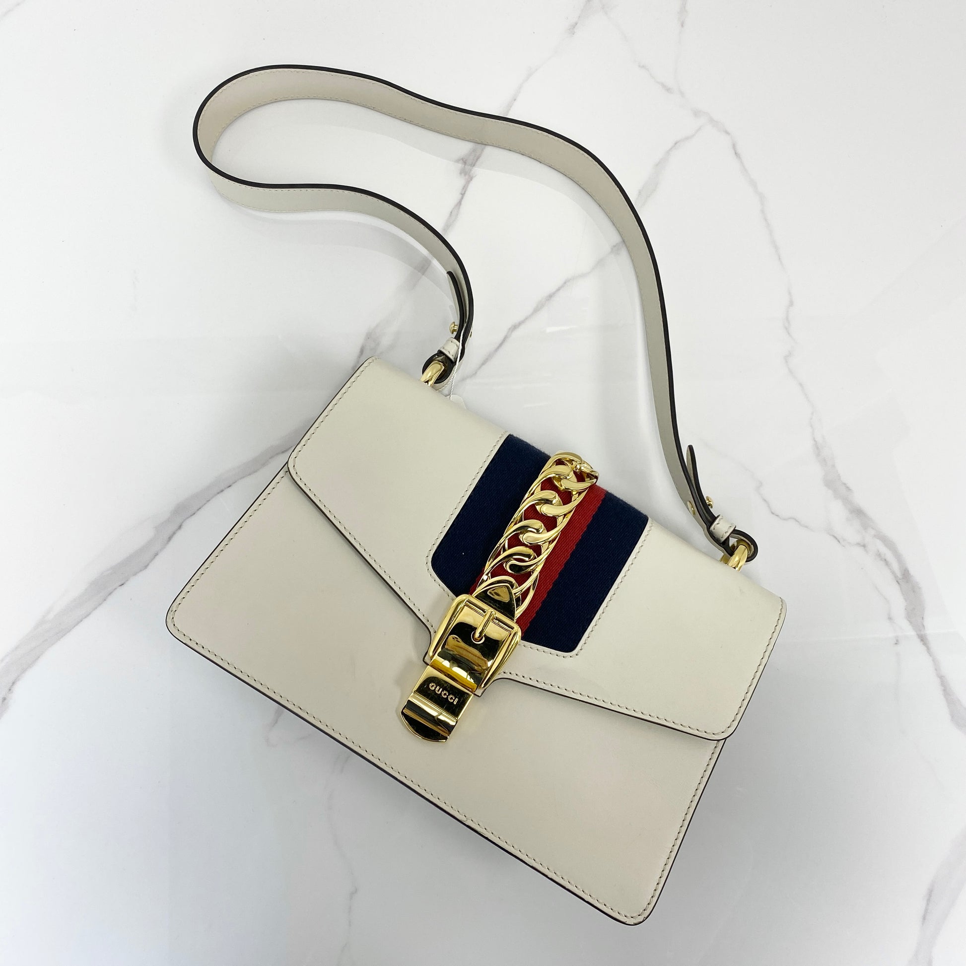 Gucci Sylvie White Small - Lafayette Consignment