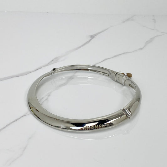 Chanel Silver Tone Metal Hinged Choker - Lafayette Consignment