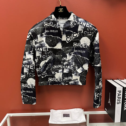 Chanel Graphic- Print Bomber Jacket - Lafayette Consignment