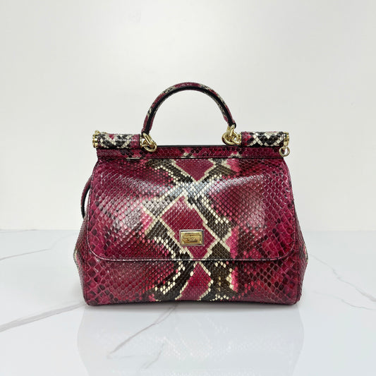 Dolce & Gabbana Sicily Bag - Red Phython - Lafayette Consignment