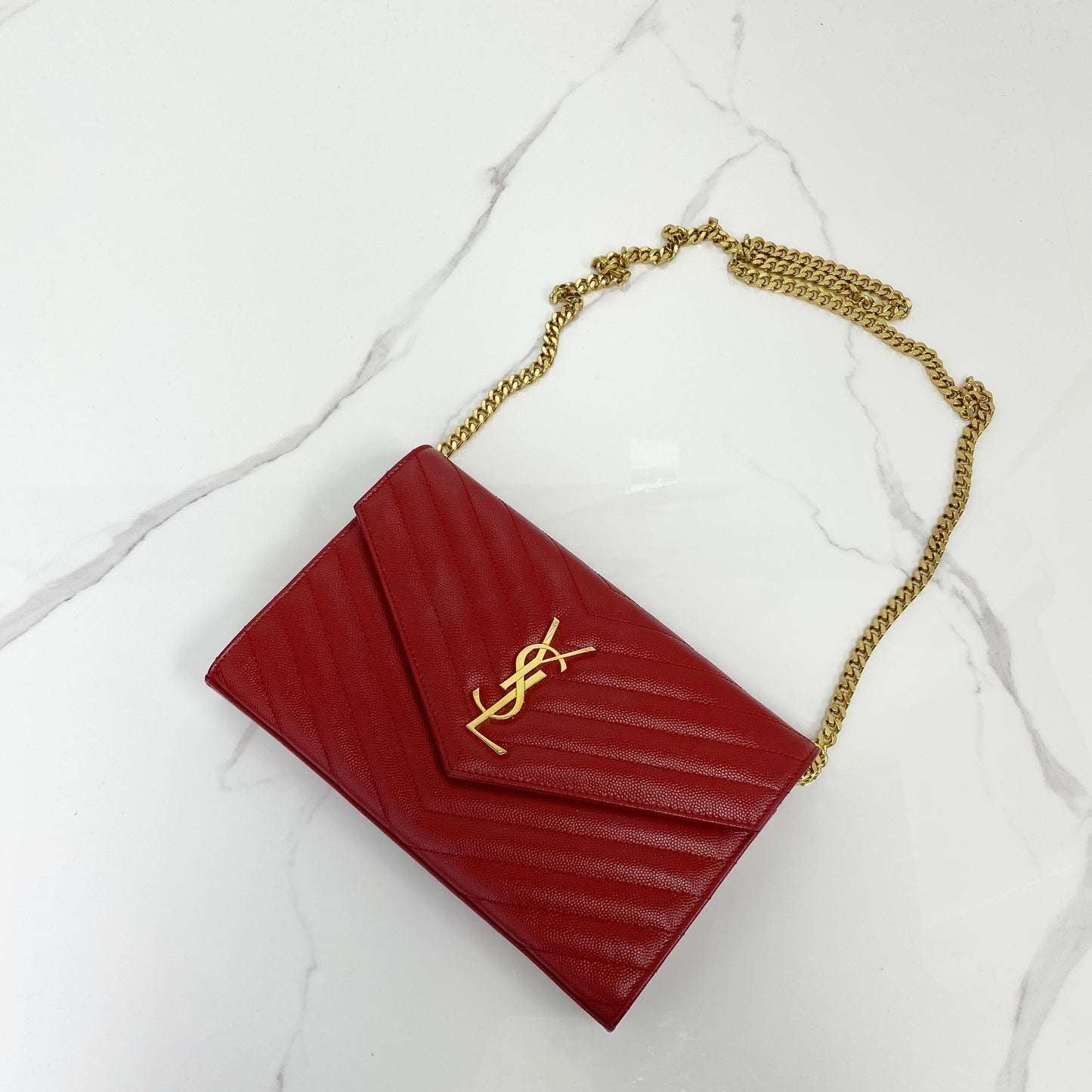 Saint Laurent Cassandre Envelope Chain Wallet