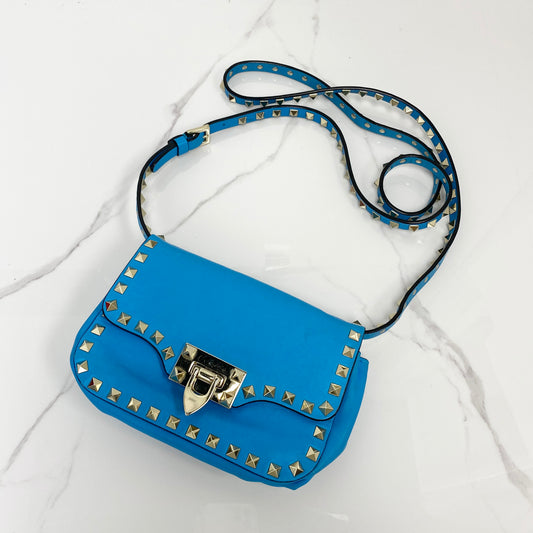 Valentino Vitello Mini Rockstud Flap Saddle - Lafayette Consignment