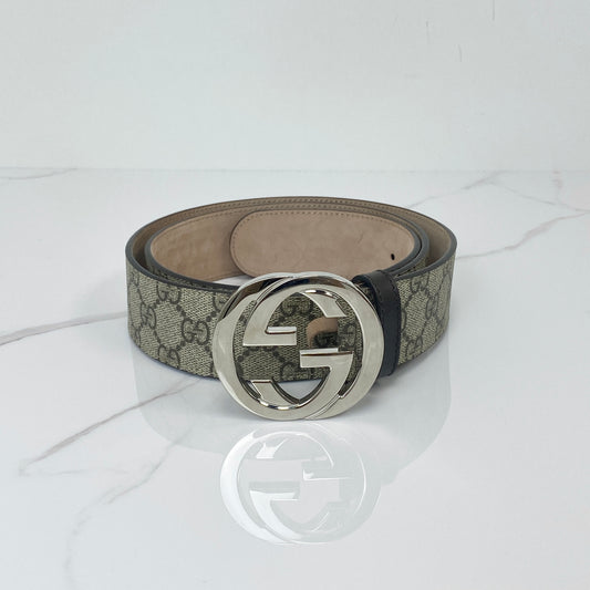 Gucci GG Supreme Belt with G Buckle - Lafayette Consignment