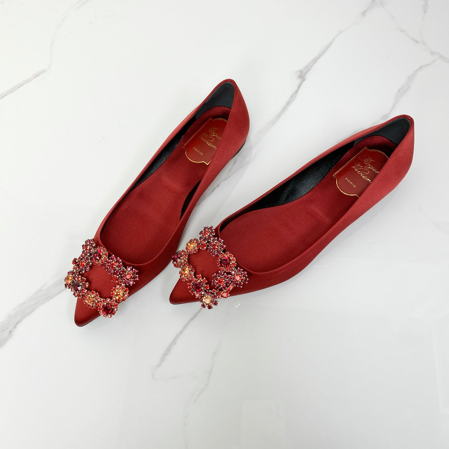 Roger Vivier Satin Flower Strass