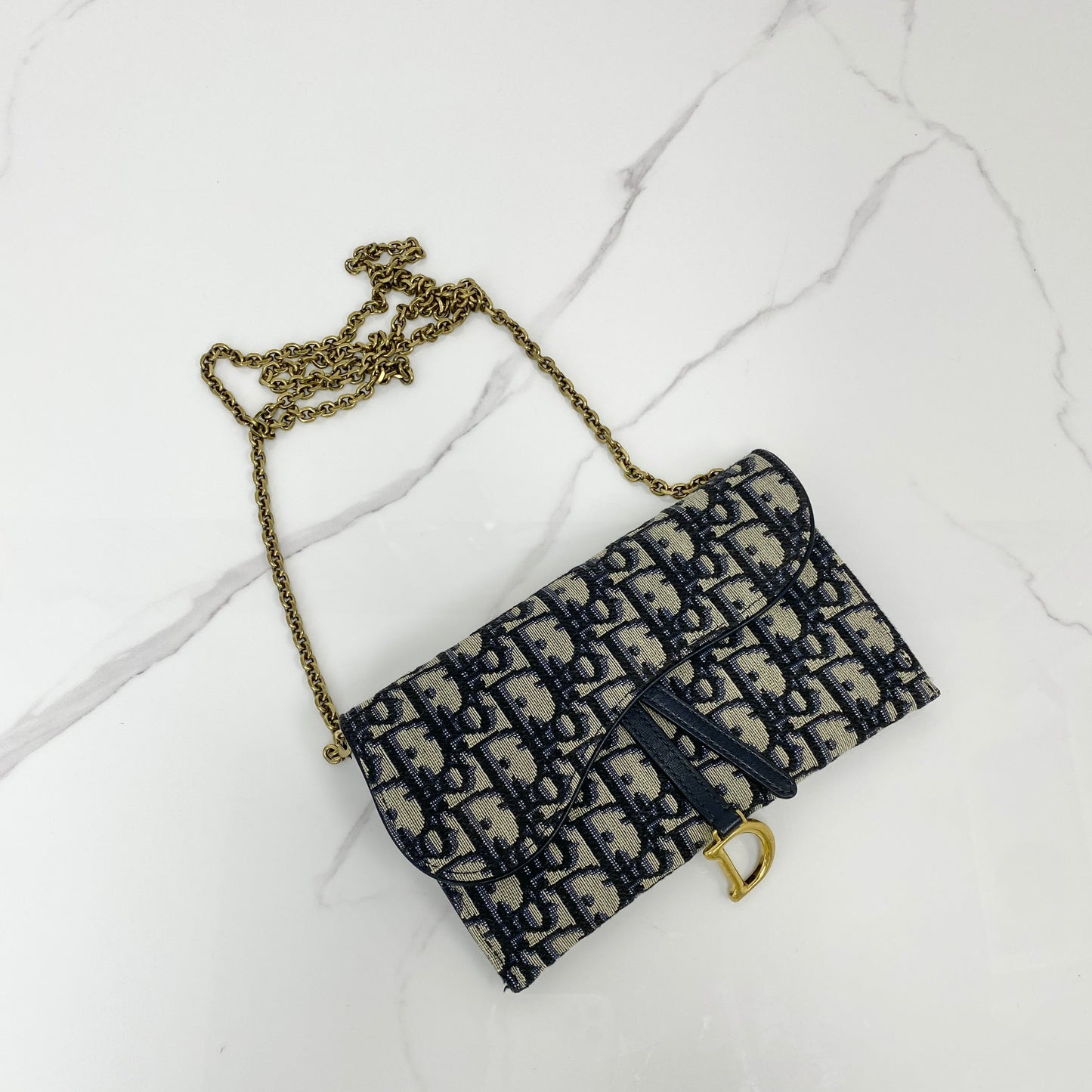 Christian Dior Dior Saddle Pouch &nbsp;Blue Oblique Jacquard