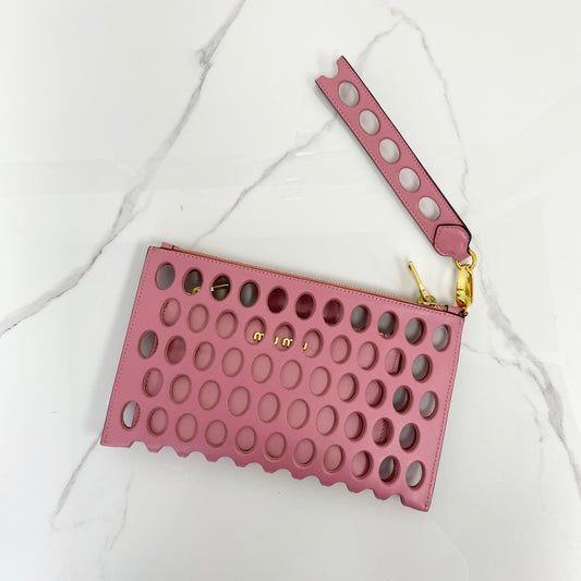 MIUMIU Perforated Leather Wristlet Pouch