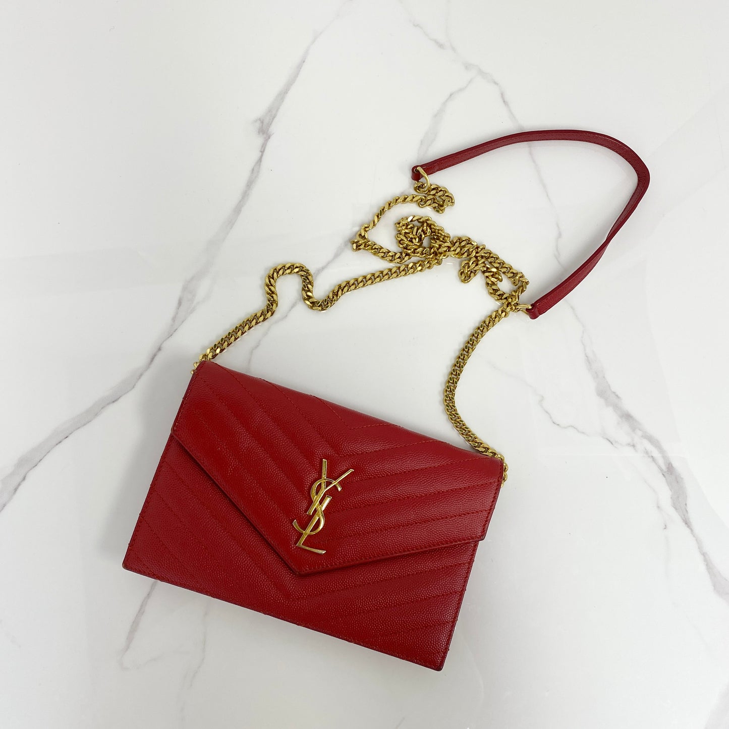 Saint Laurent Cassandre Envelope Chain Wallet