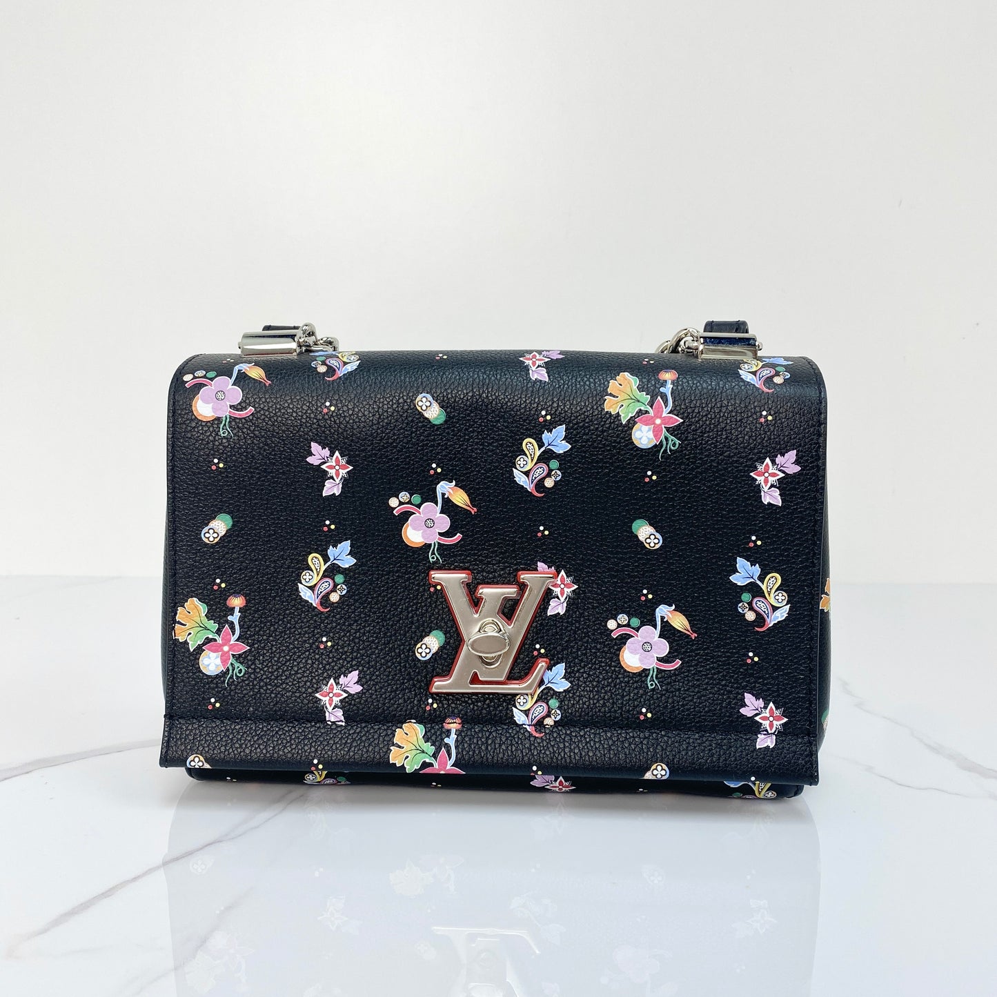 Louis Vuitton Floral Pebbled Leather Lockme BB Bag