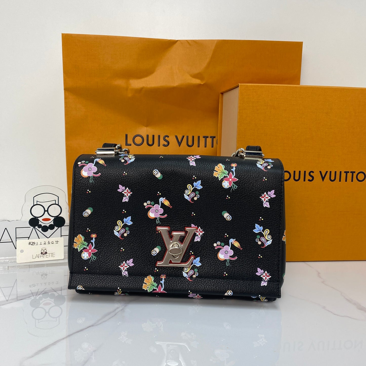 Louis Vuitton Floral Pebbled Leather Lockme BB Bag