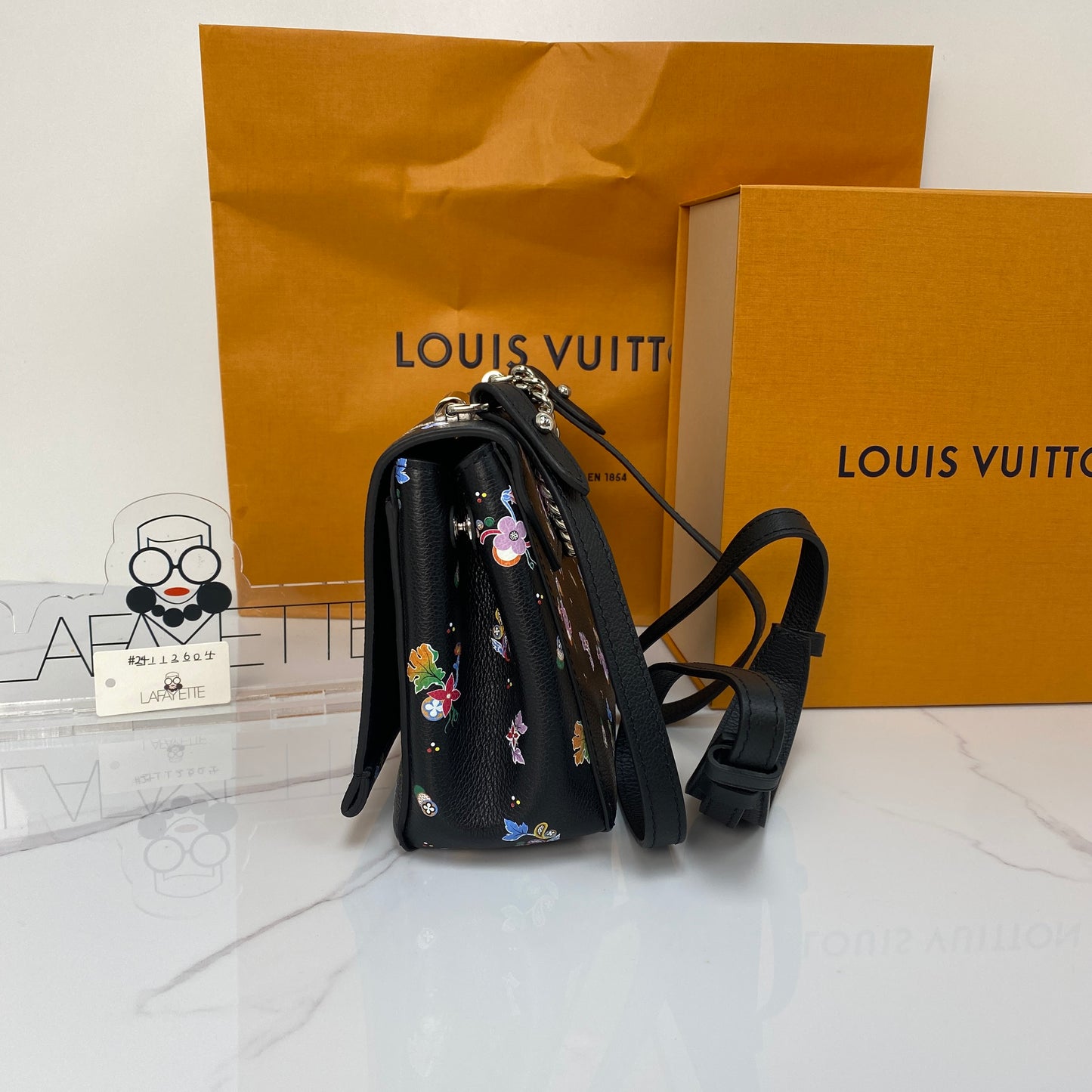 Louis Vuitton Floral Pebbled Leather Lockme BB Bag