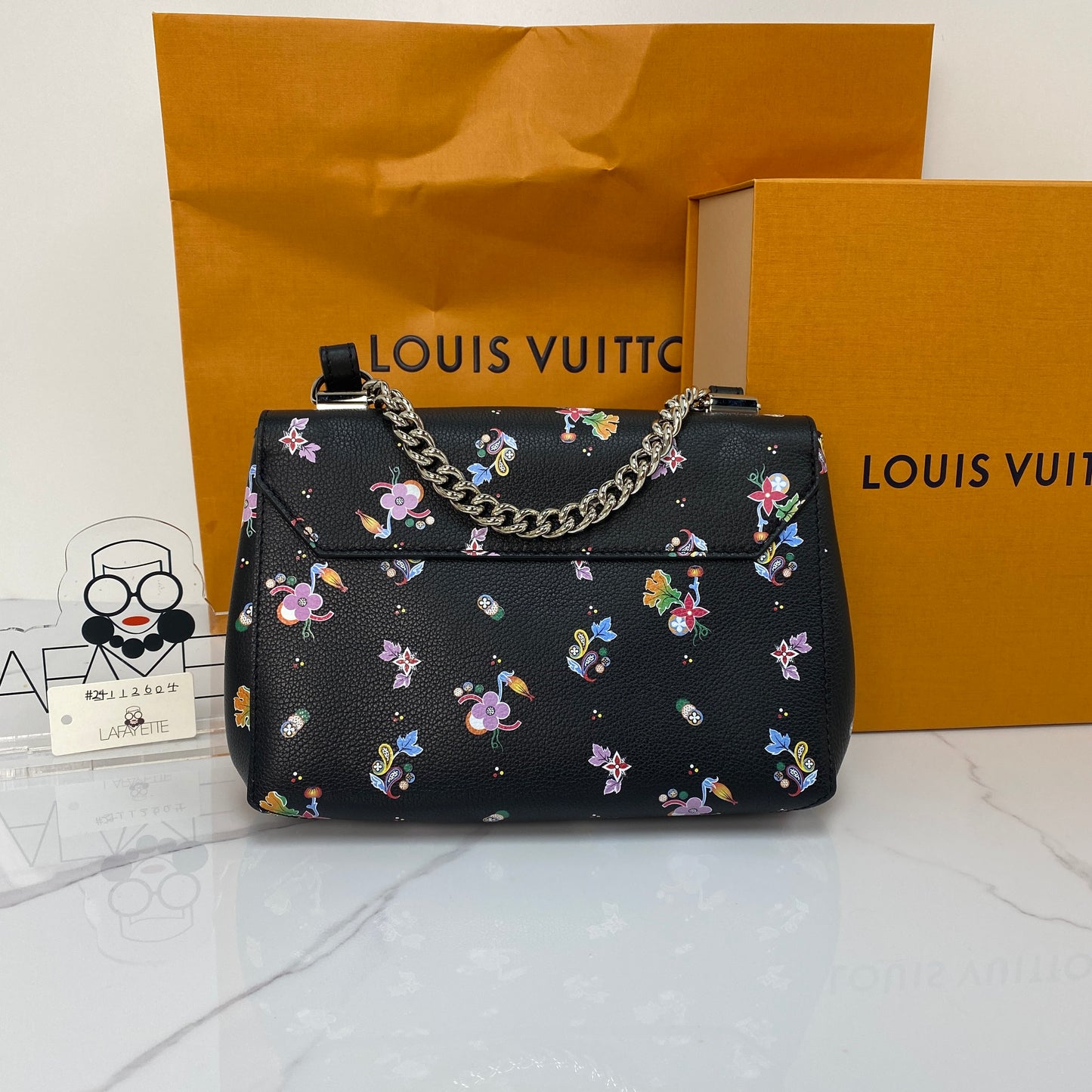 Louis Vuitton Floral Pebbled Leather Lockme BB Bag