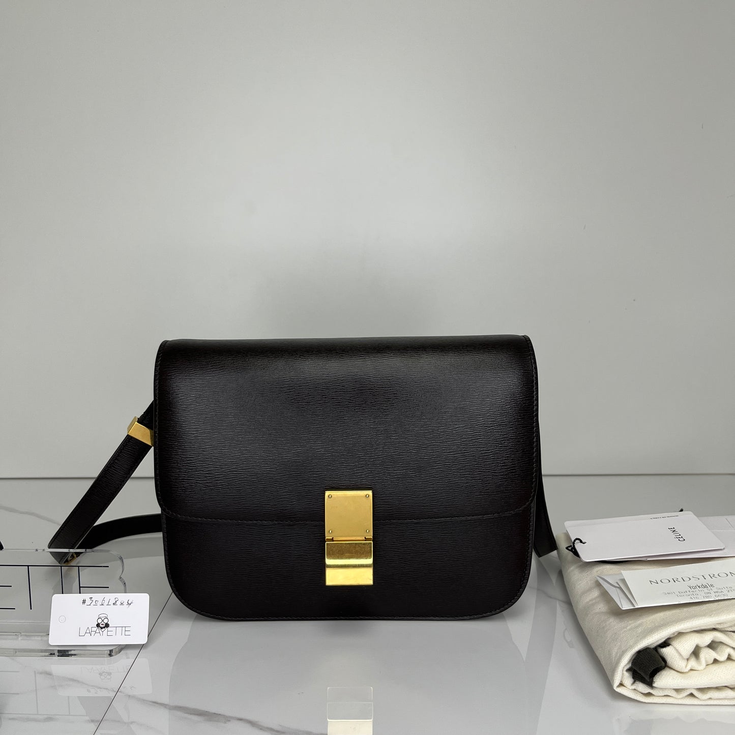 Celine Medium Box Brown Epi