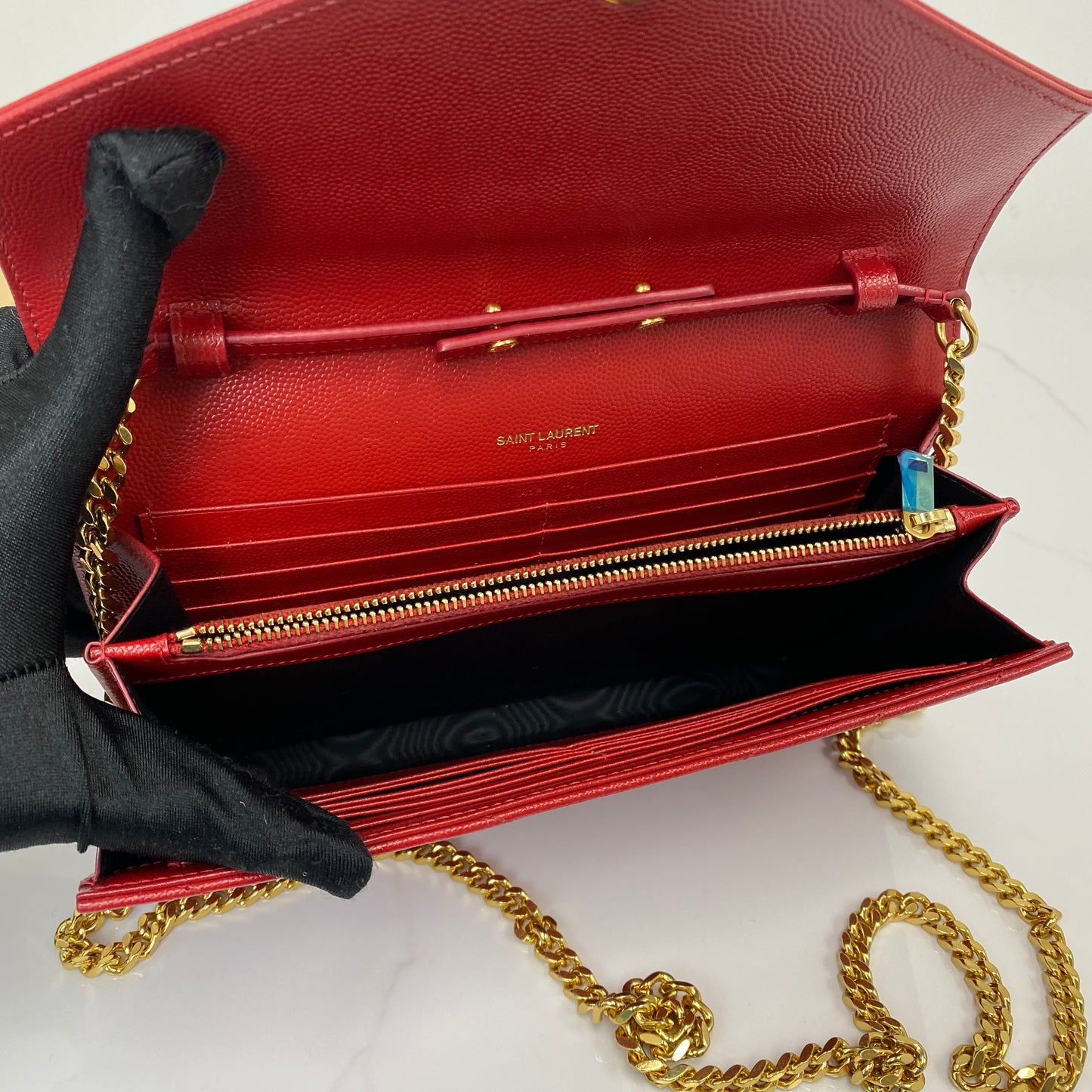 Saint Laurent Cassandre Envelope Chain Wallet