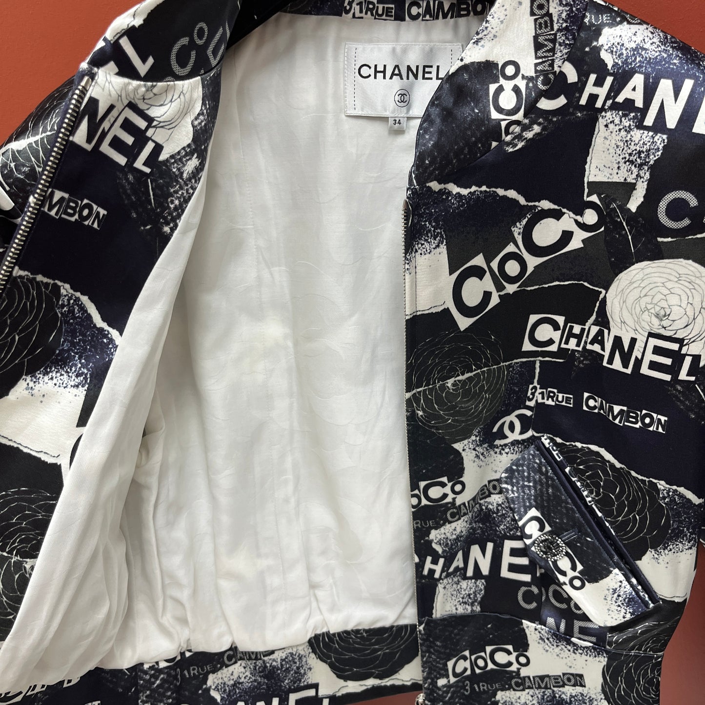 Chanel Graphic- Print Bomber Jacket - Lafayette Consignment