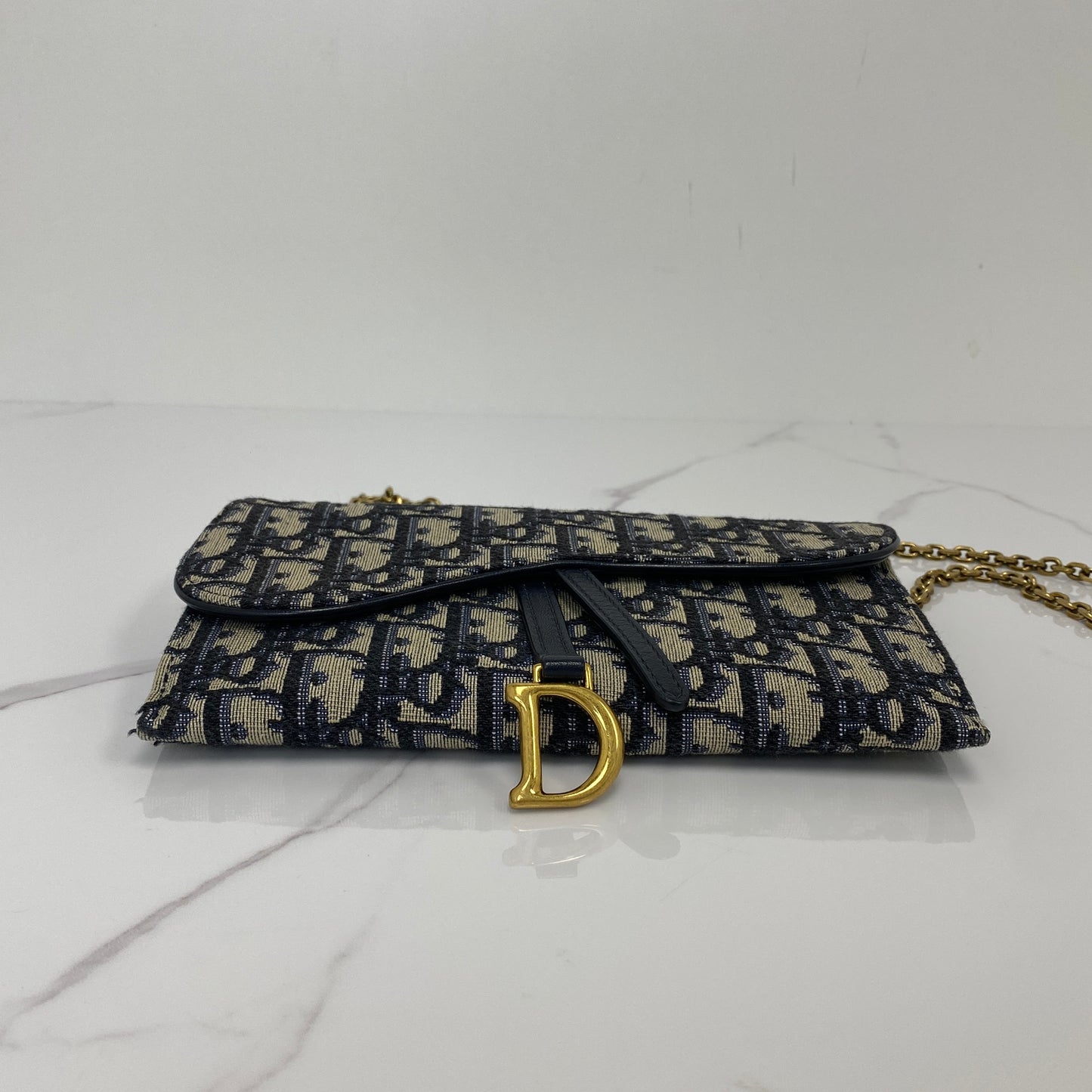 Christian Dior Dior Saddle Pouch &nbsp;Blue Oblique Jacquard