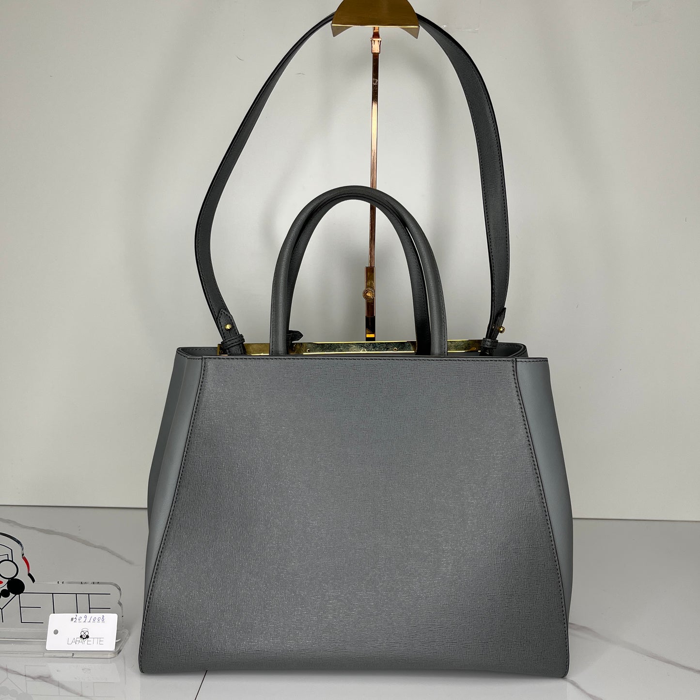 Fendi Medium 2jour Leather Bag - Grey