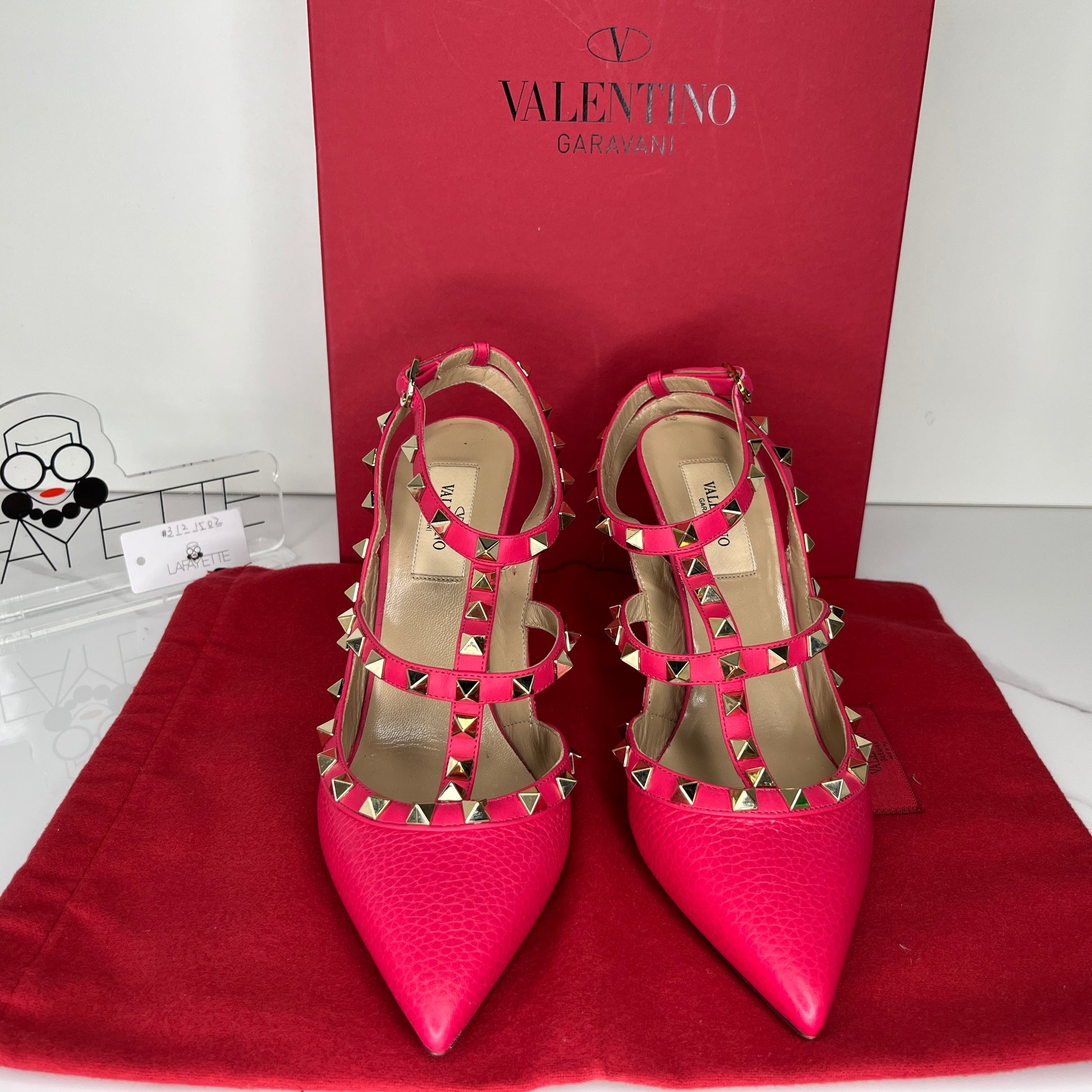 Authentic Valentino Rockstud Pumps in Hot Pink color