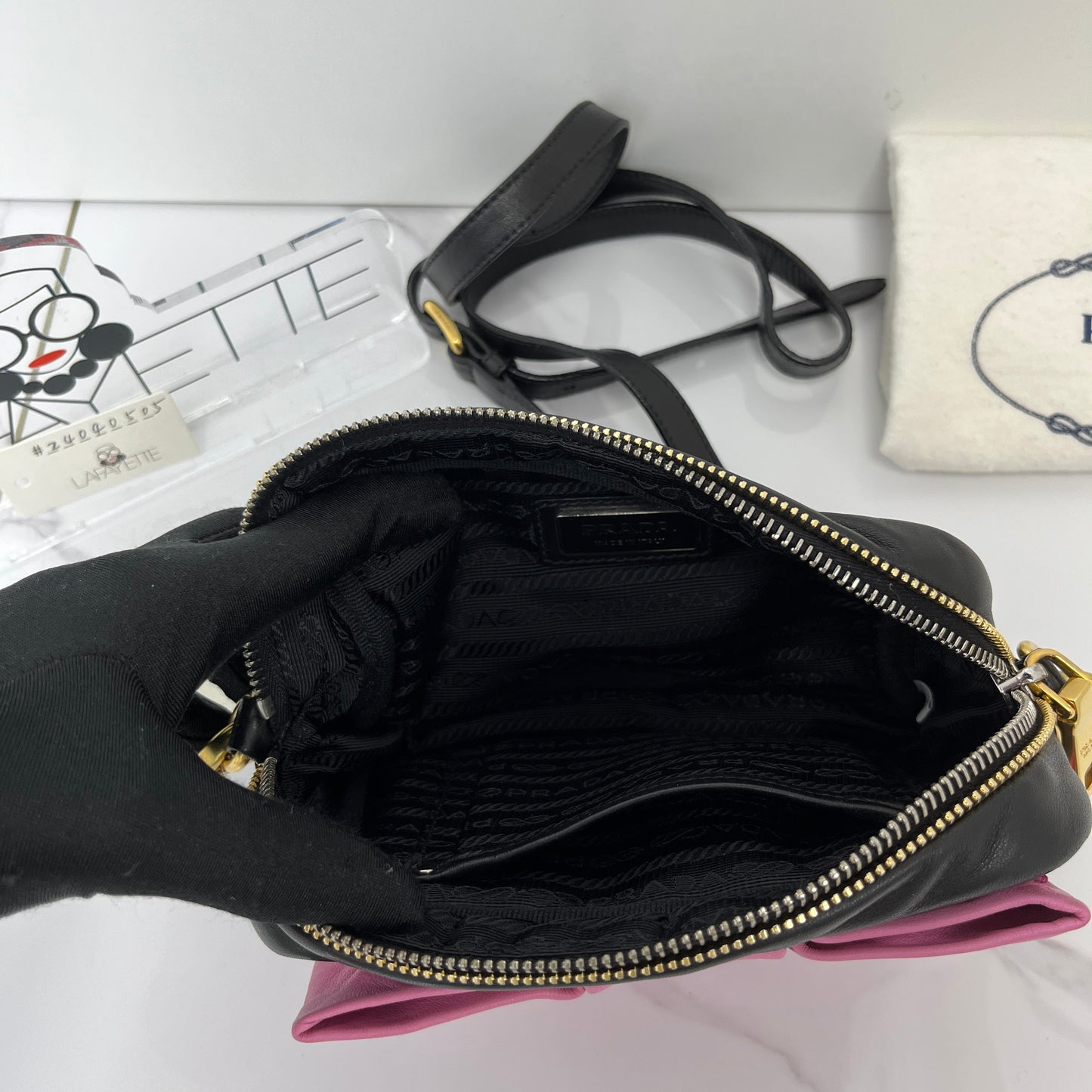 Prada Logo Ribbon Shoulder Bag