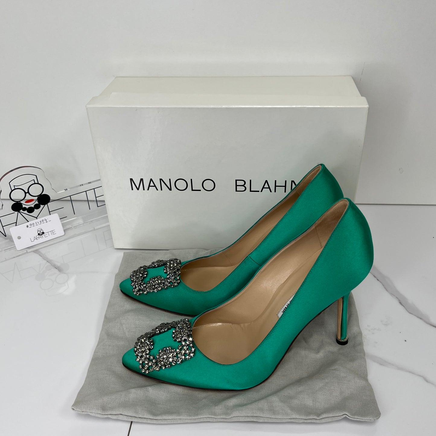 Manolo Blahnik Satin Jewel Buckle Pumps (105mm) - Size 37 - Lafayette Consignment