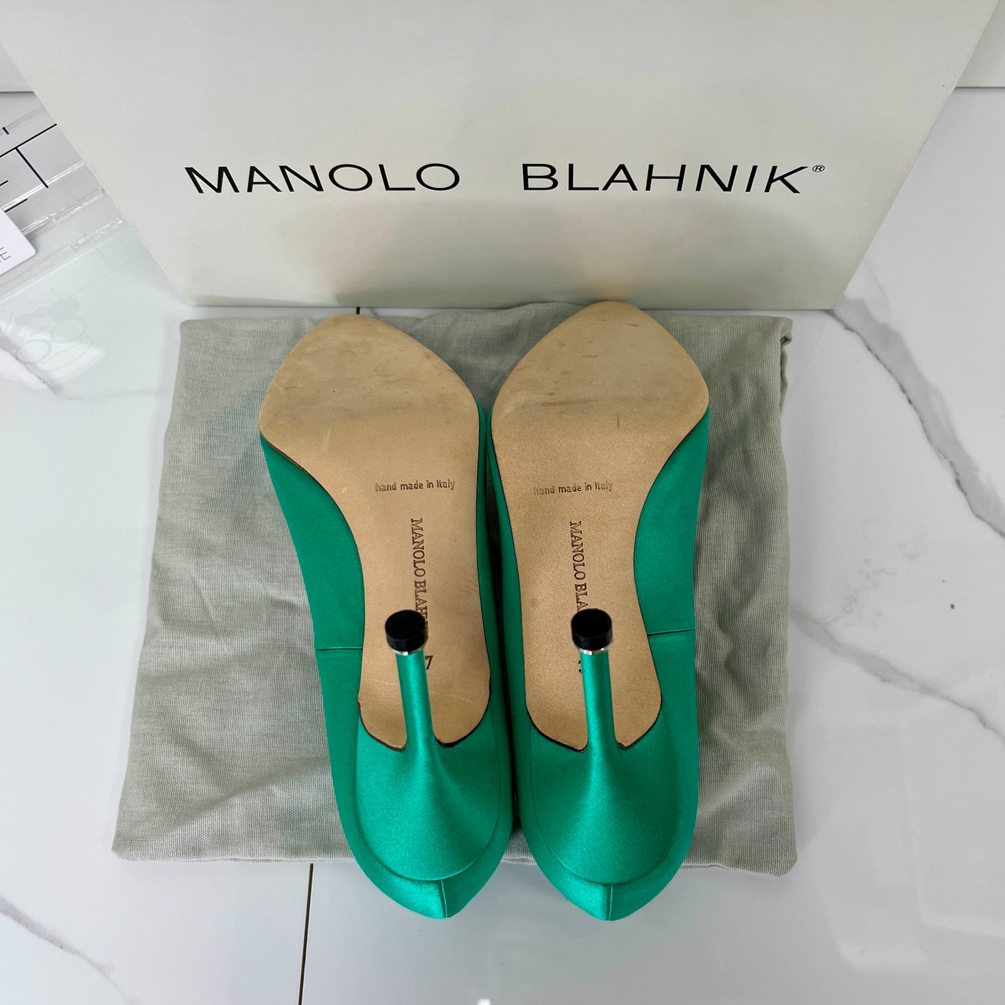 Manolo Blahnik Satin Jewel Buckle Pumps (105mm) - Size 37 - Lafayette Consignment