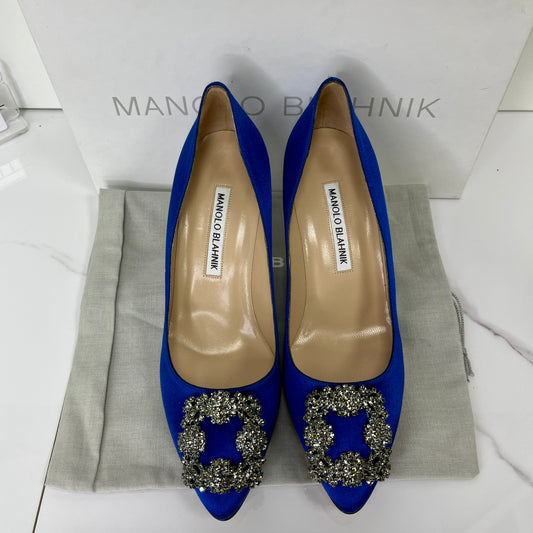 Manolo Blahnik Satin Jewel Buckle Pumps (70mm) - Size 37 - Lafayette Consignment