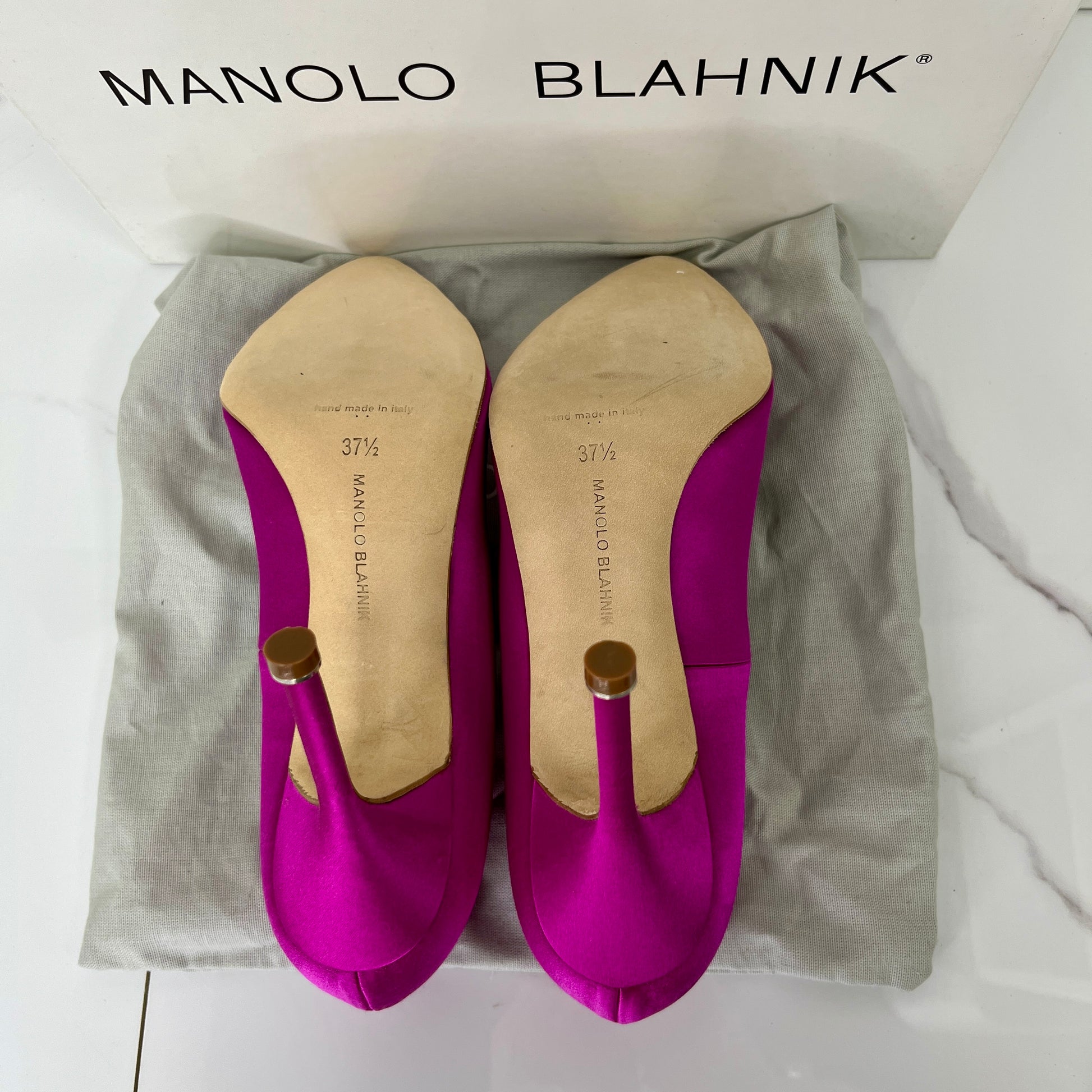 Manolo Blahnik Satin Jewel Buckle Pumps (105mm) - Size 37.5 - Lafayette Consignment