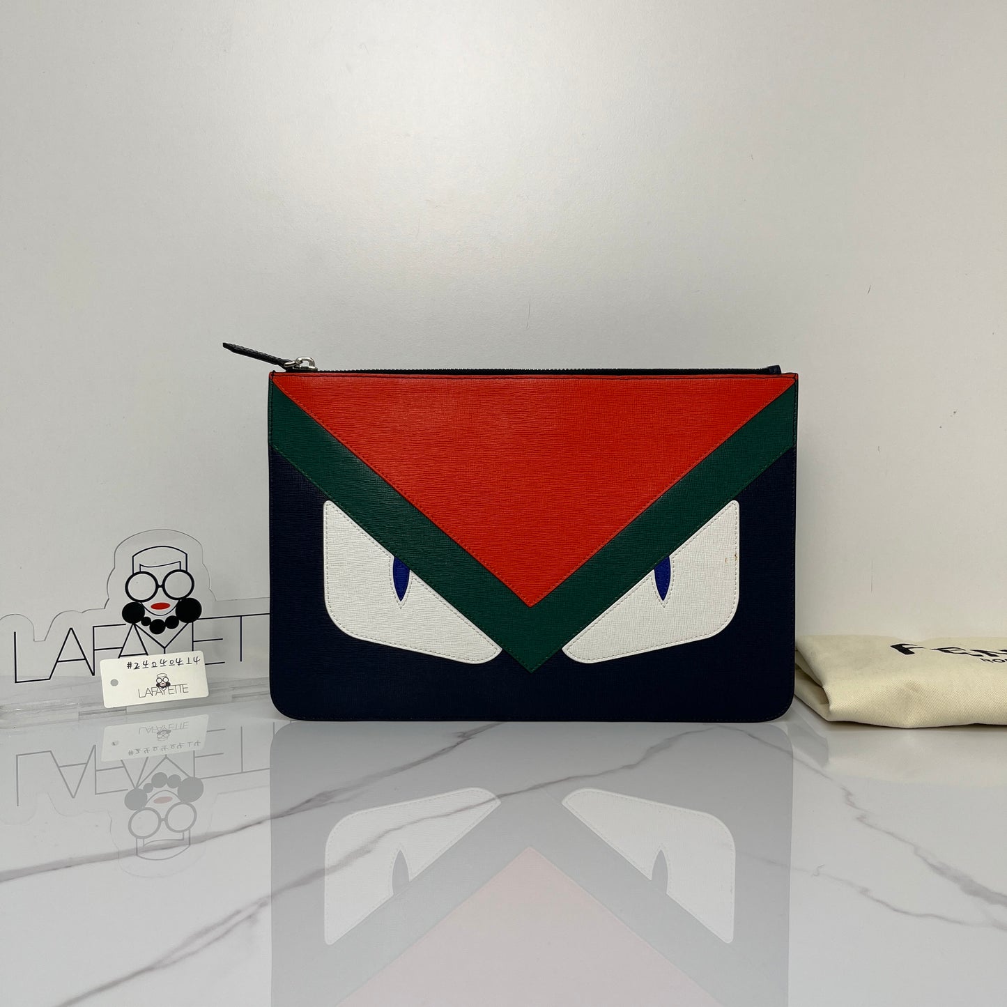 Fendi Monster Leather Clutch Bag