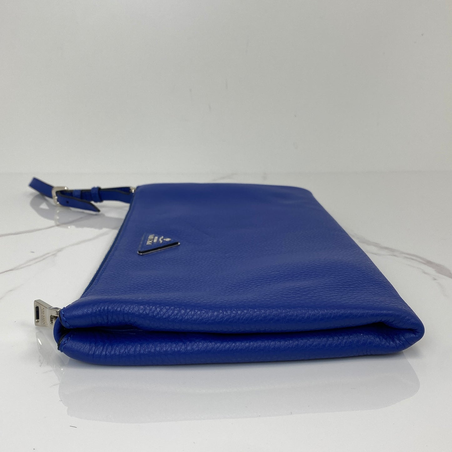 Prada Vitello Daino Wristlet Pouch Royal