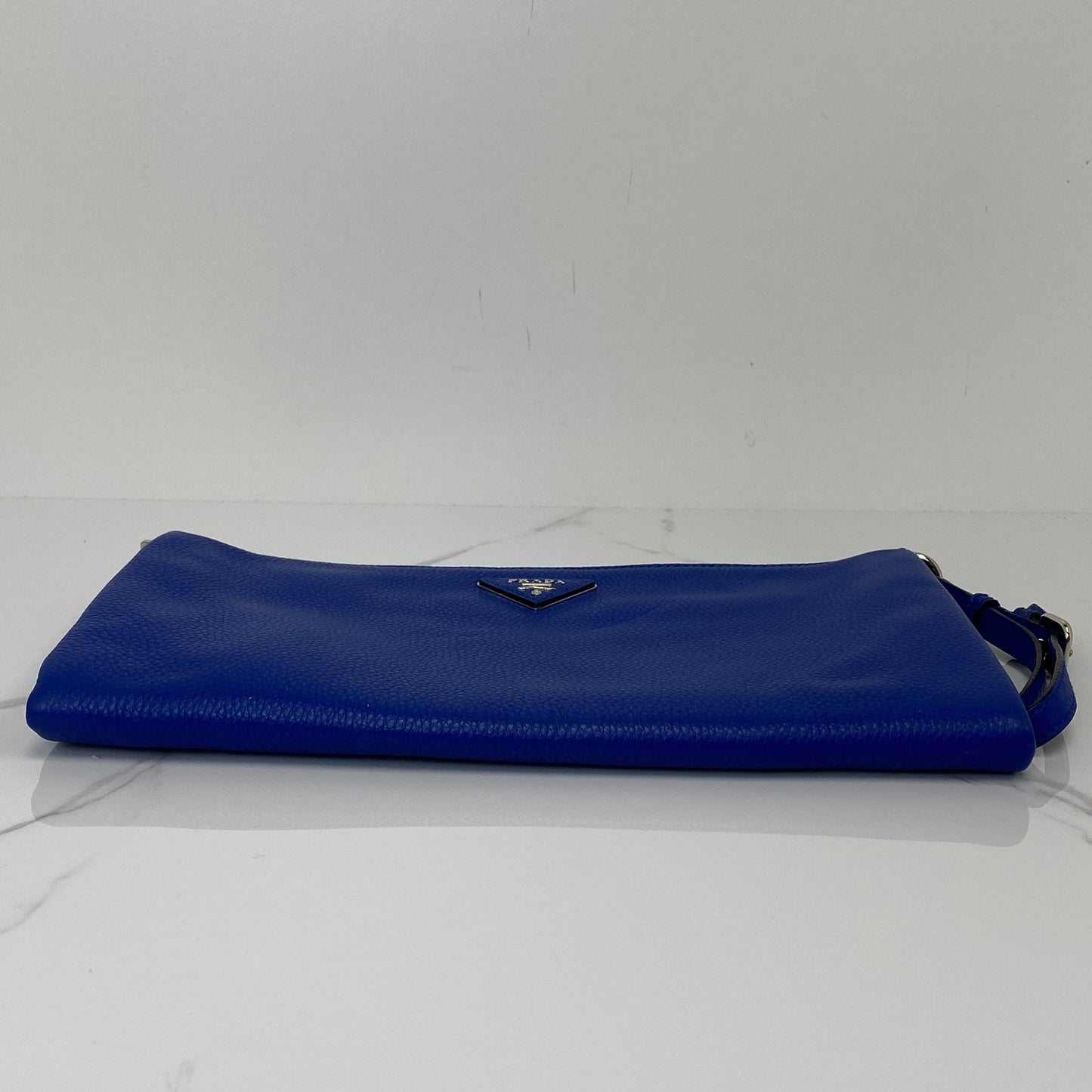 Prada Vitello Daino Wristlet Pouch Royal