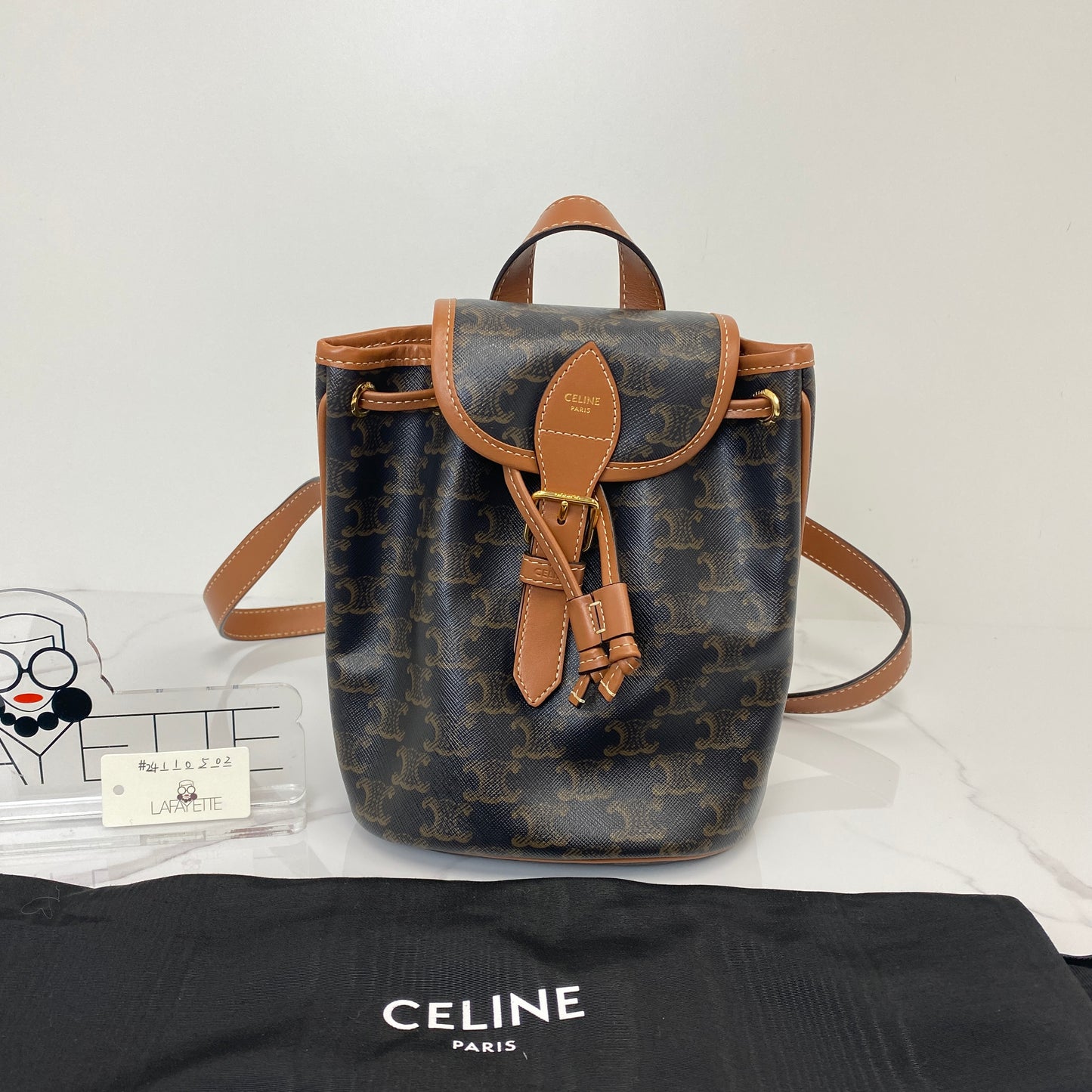 Celine Mini Backpack Folco Triomphe Canvas & Calfskin