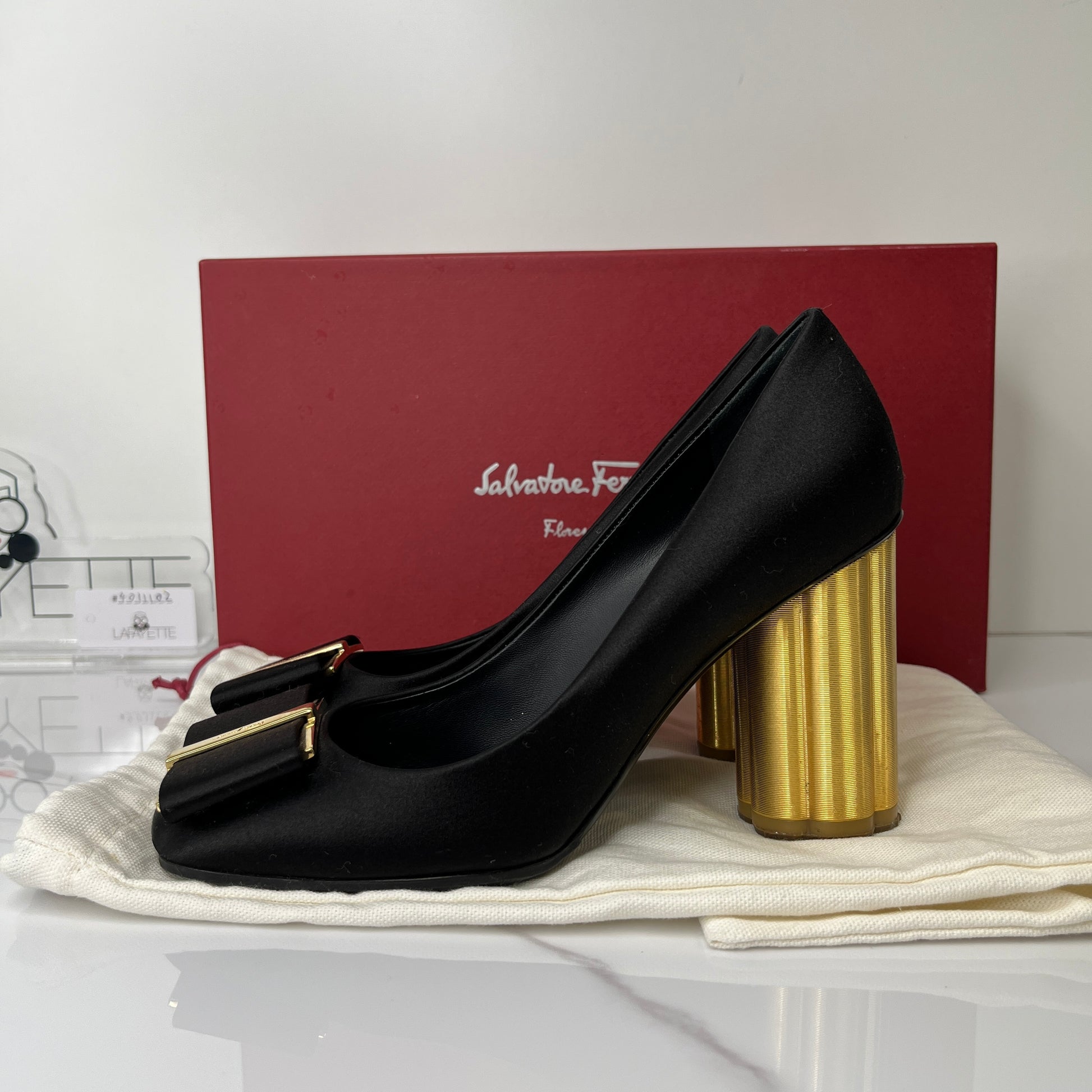 Salvatore Ferragamo Capua Flower-Heeled Pumps - Lafayette Consignment