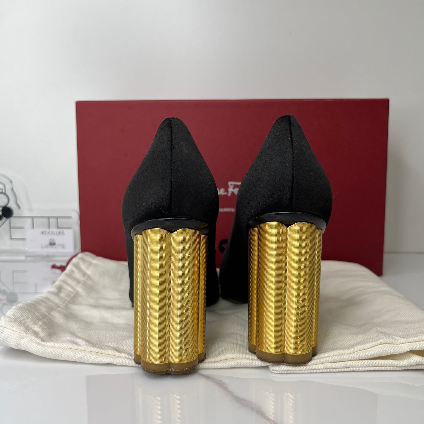 Salvatore Ferragamo Capua Flower-Heeled Pumps - Lafayette Consignment