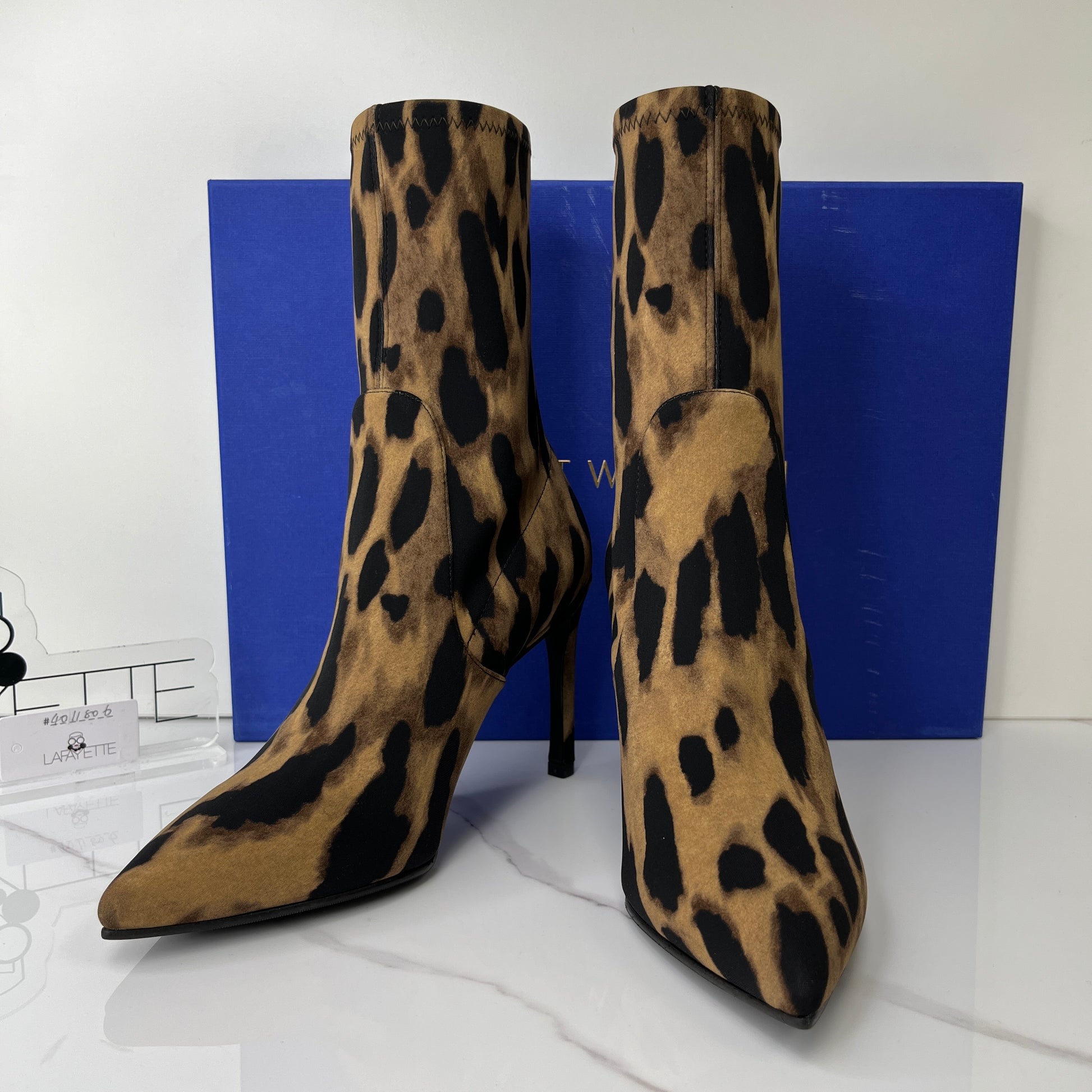 Stuart Weitzman Wren 95 Leopard Stretch Jersey Ankle Boots - US 8 - Lafayette Consignment