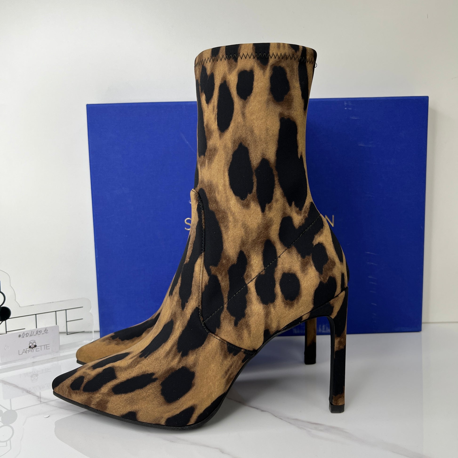 Stuart Weitzman Wren 95 Leopard Stretch Jersey Ankle Boots - US 8 - Lafayette Consignment