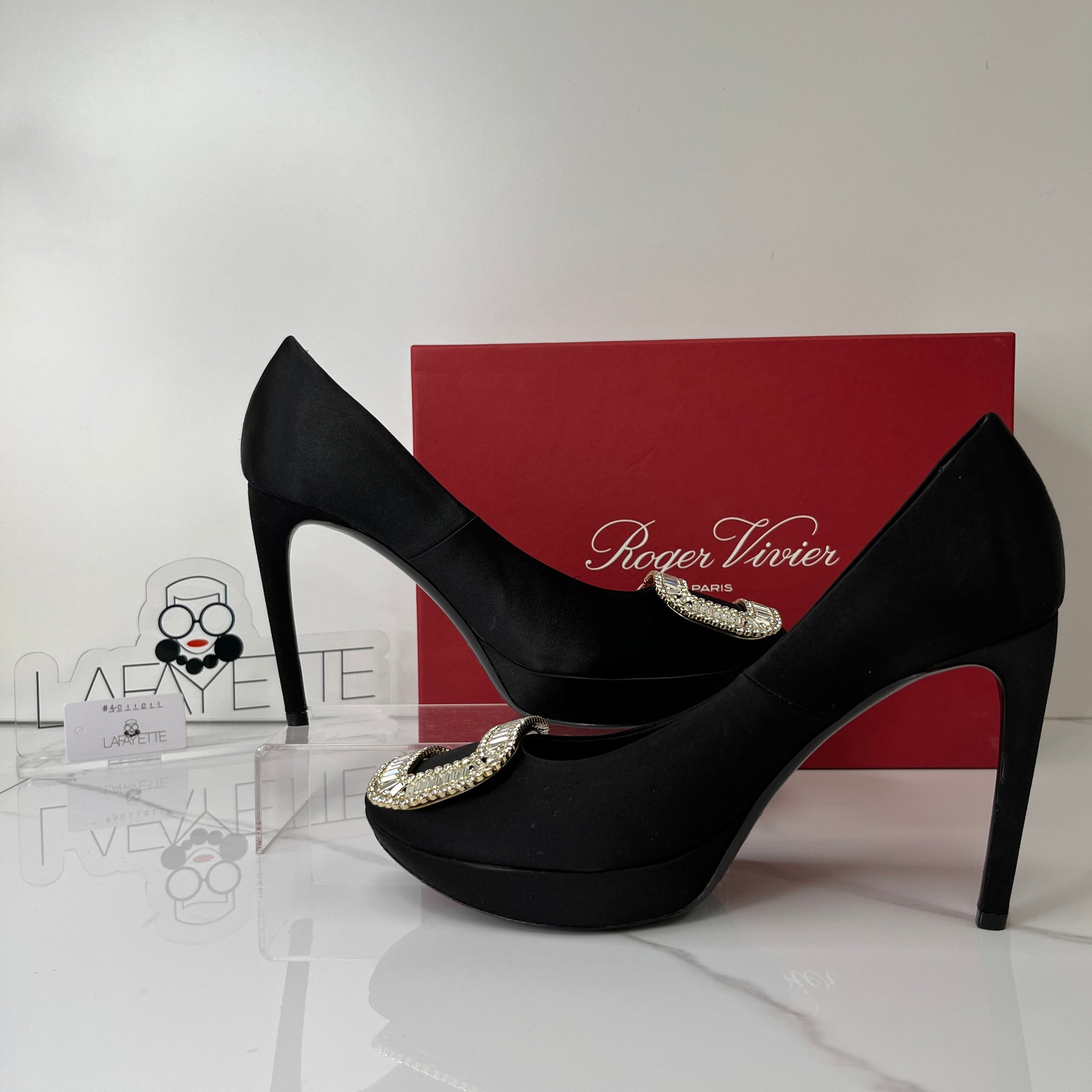 Roger Vivier Crystal Embellished Satin Platform Pumps - Size 37 - Lafayette Consignment