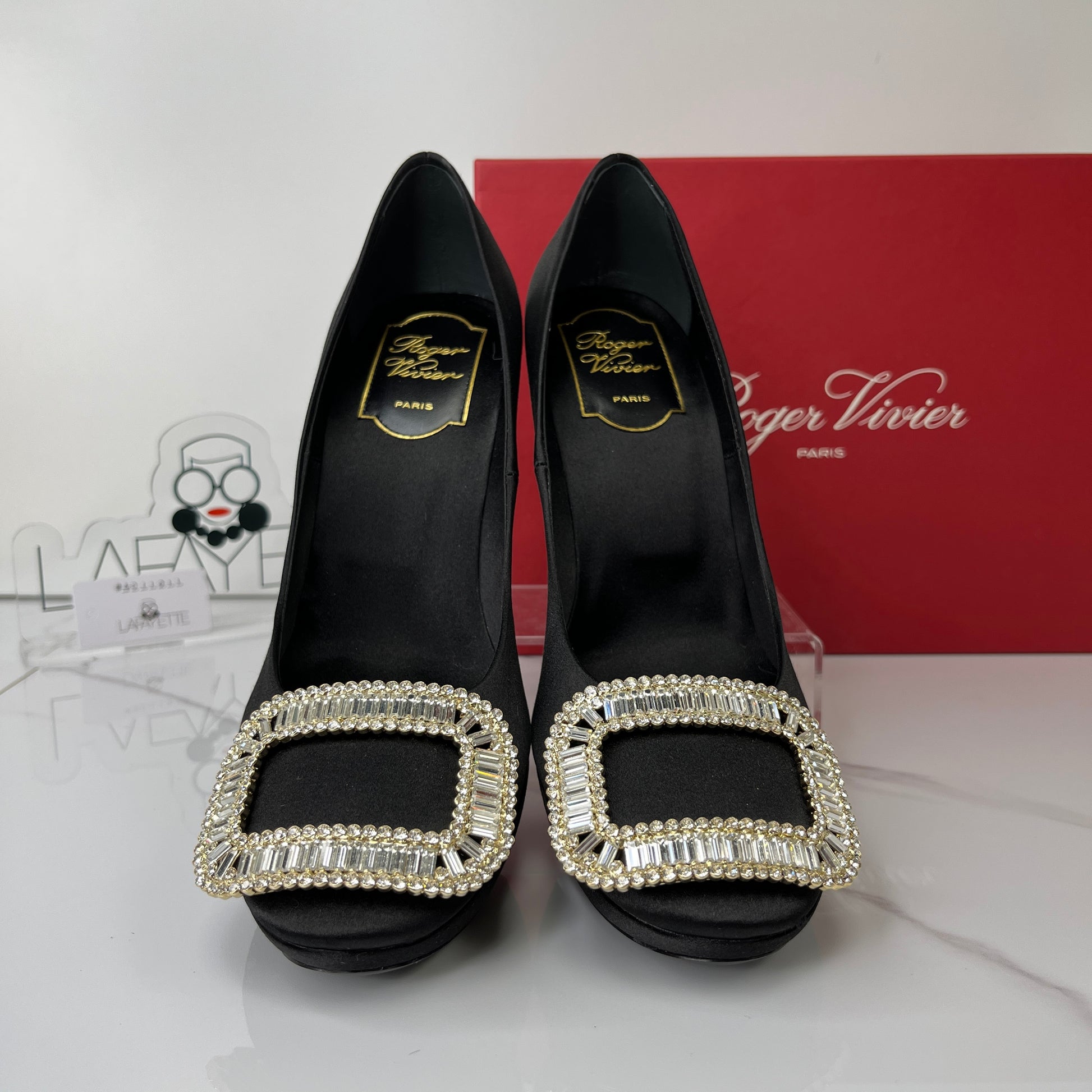 Roger Vivier Crystal Embellished Satin Platform Pumps - Size 37 - Lafayette Consignment