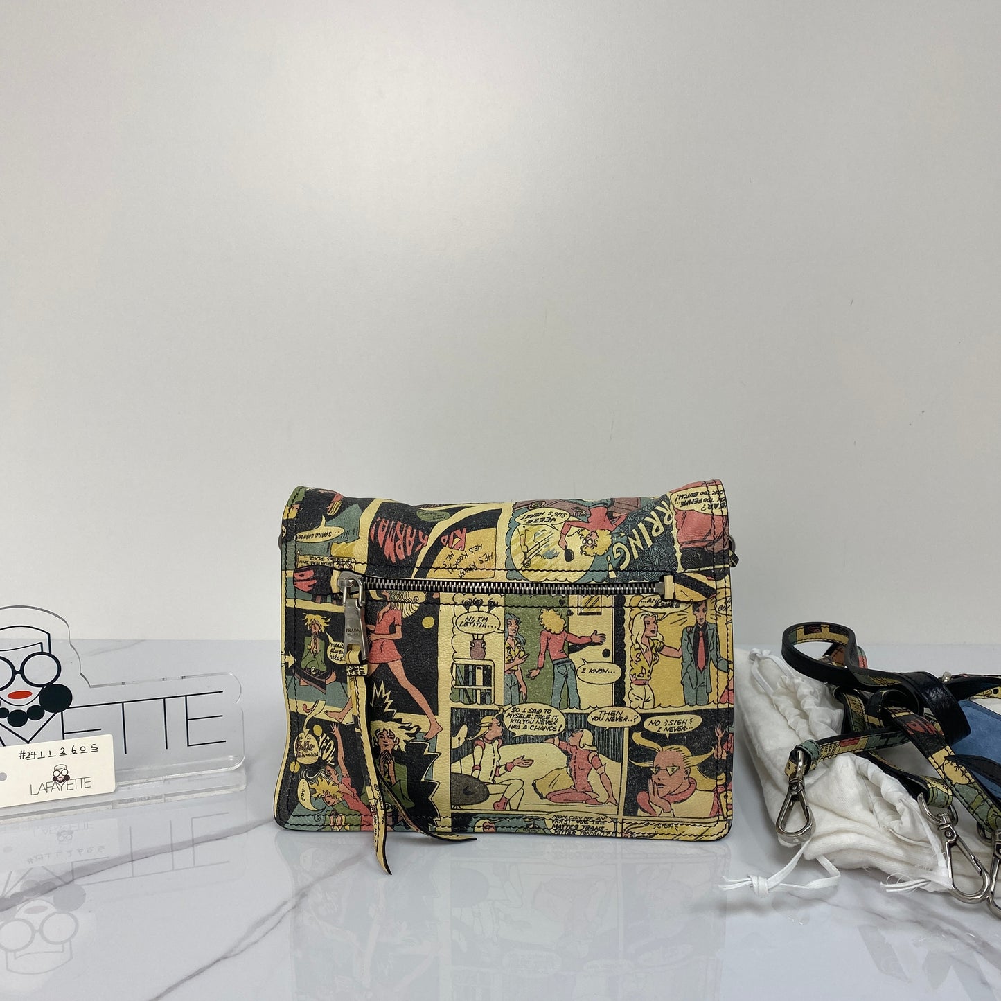 Prada Glace Calf Comics Etiquette Flap Bag