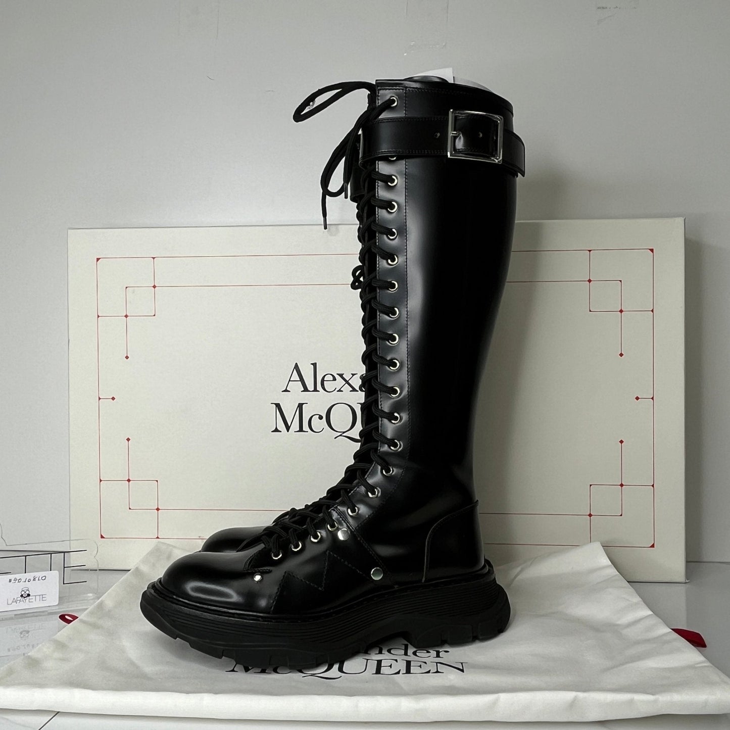 Alexander McQueen Women’s Tread Lace - Up Tall Boots - 38