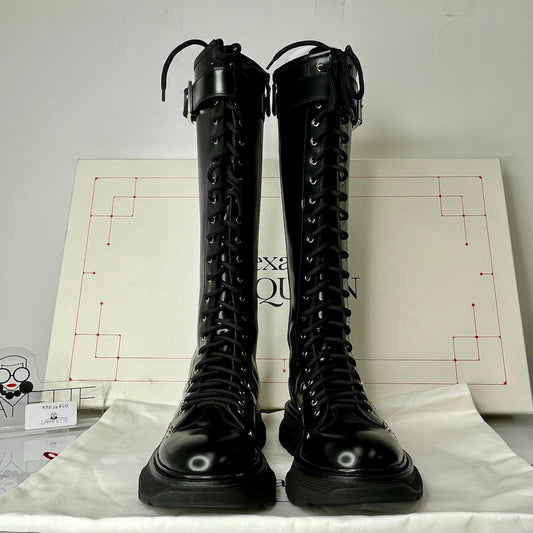 Alexander McQueen Women’s Tread Lace - Up Tall Boots - 38