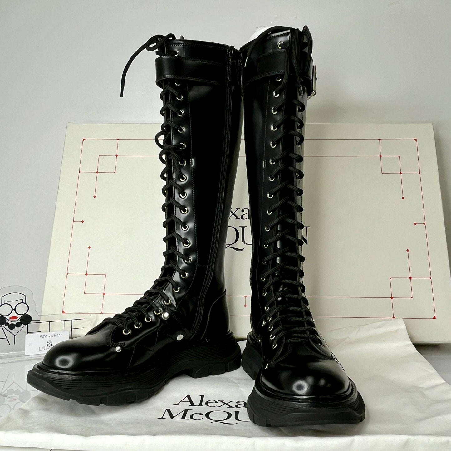 Alexander McQueen Women’s Tread Lace - Up Tall Boots - 38