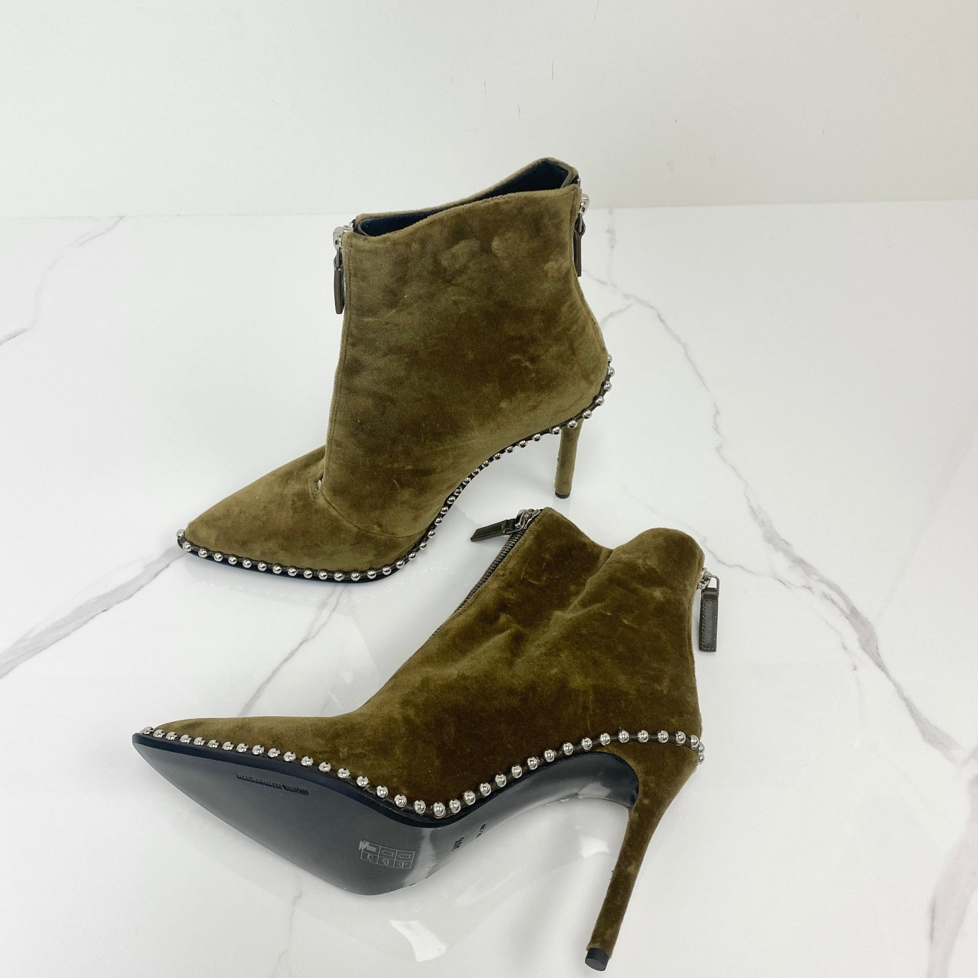 Alexander Wang Eri Ankle Boots - Army Velvet - Size 38.5