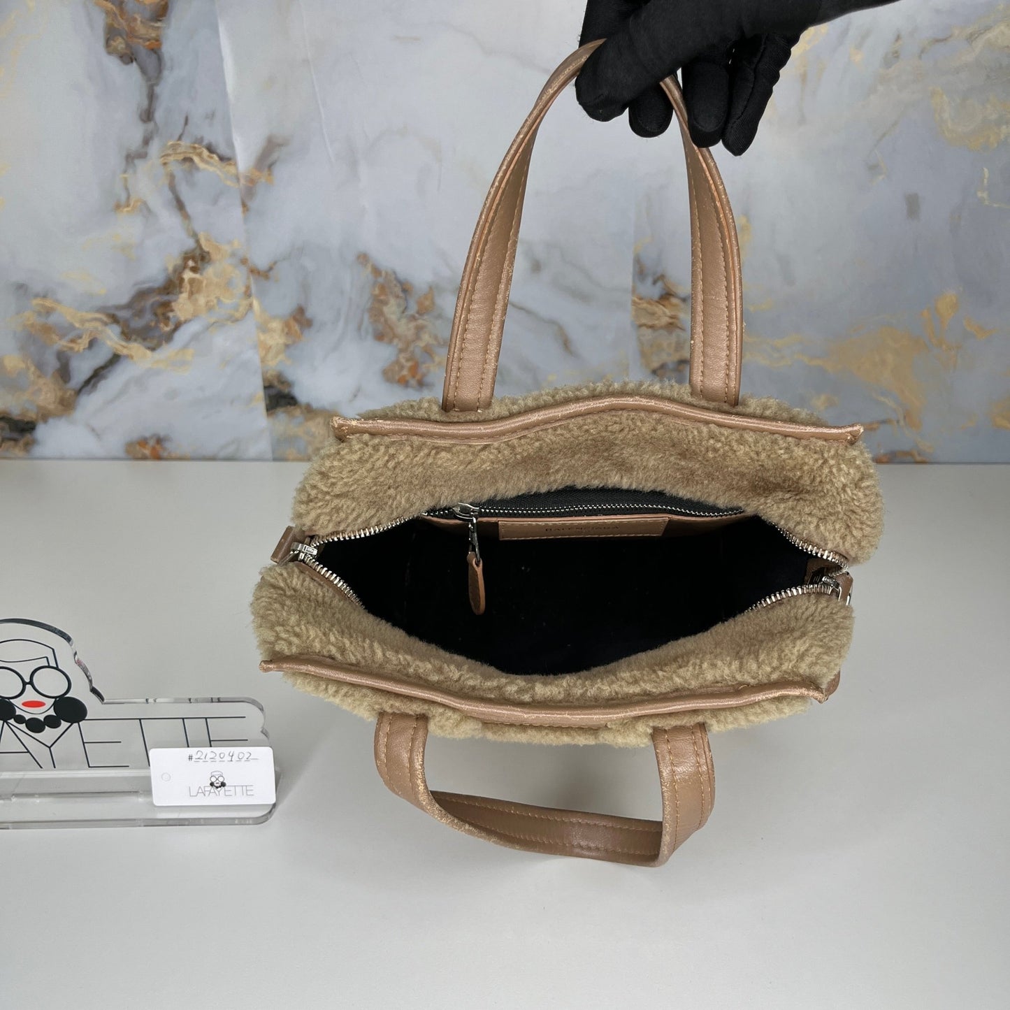 Balenciaga Shearing Fur Bazar Shopper Tote