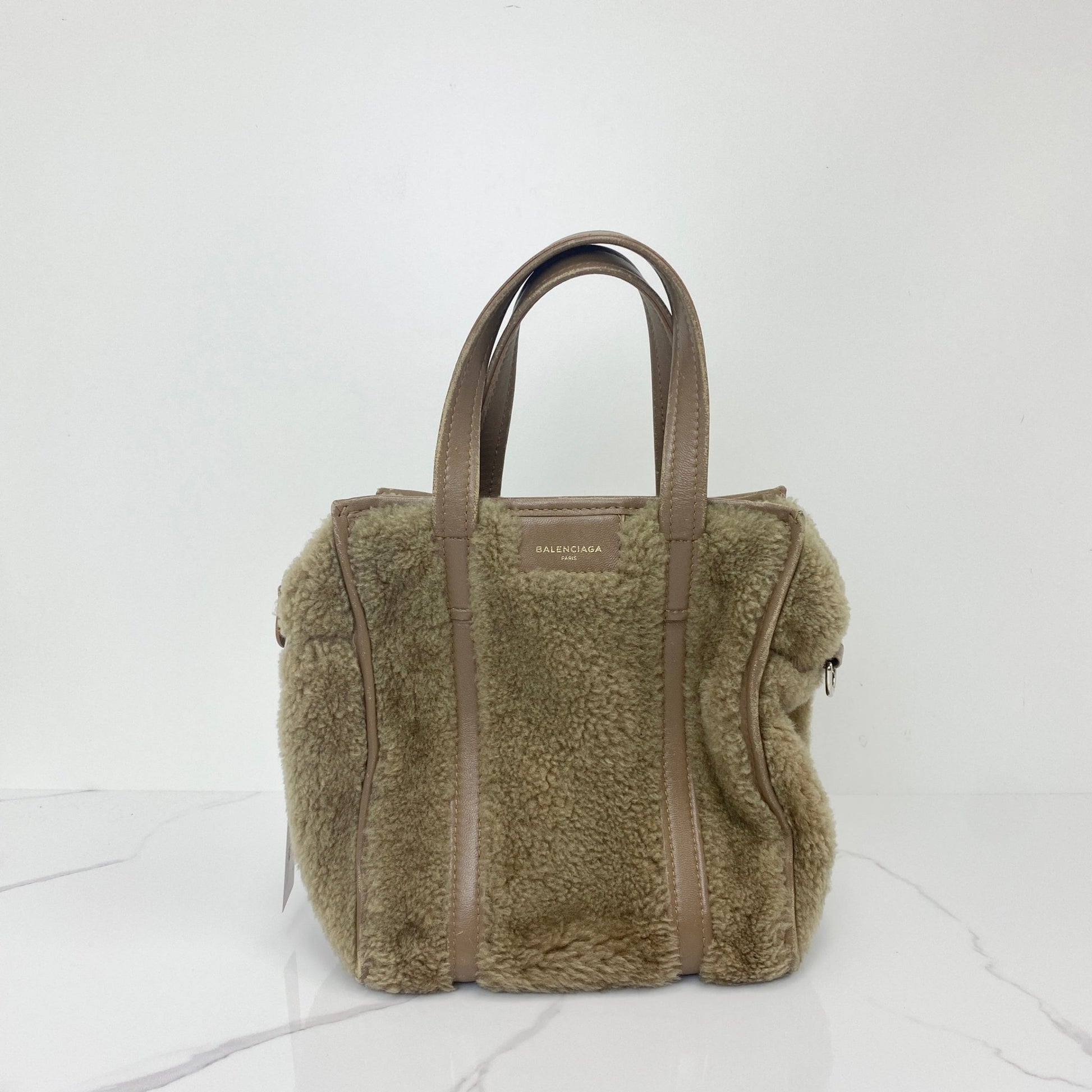 Balenciaga Shearing Fur Bazar Shopper Tote