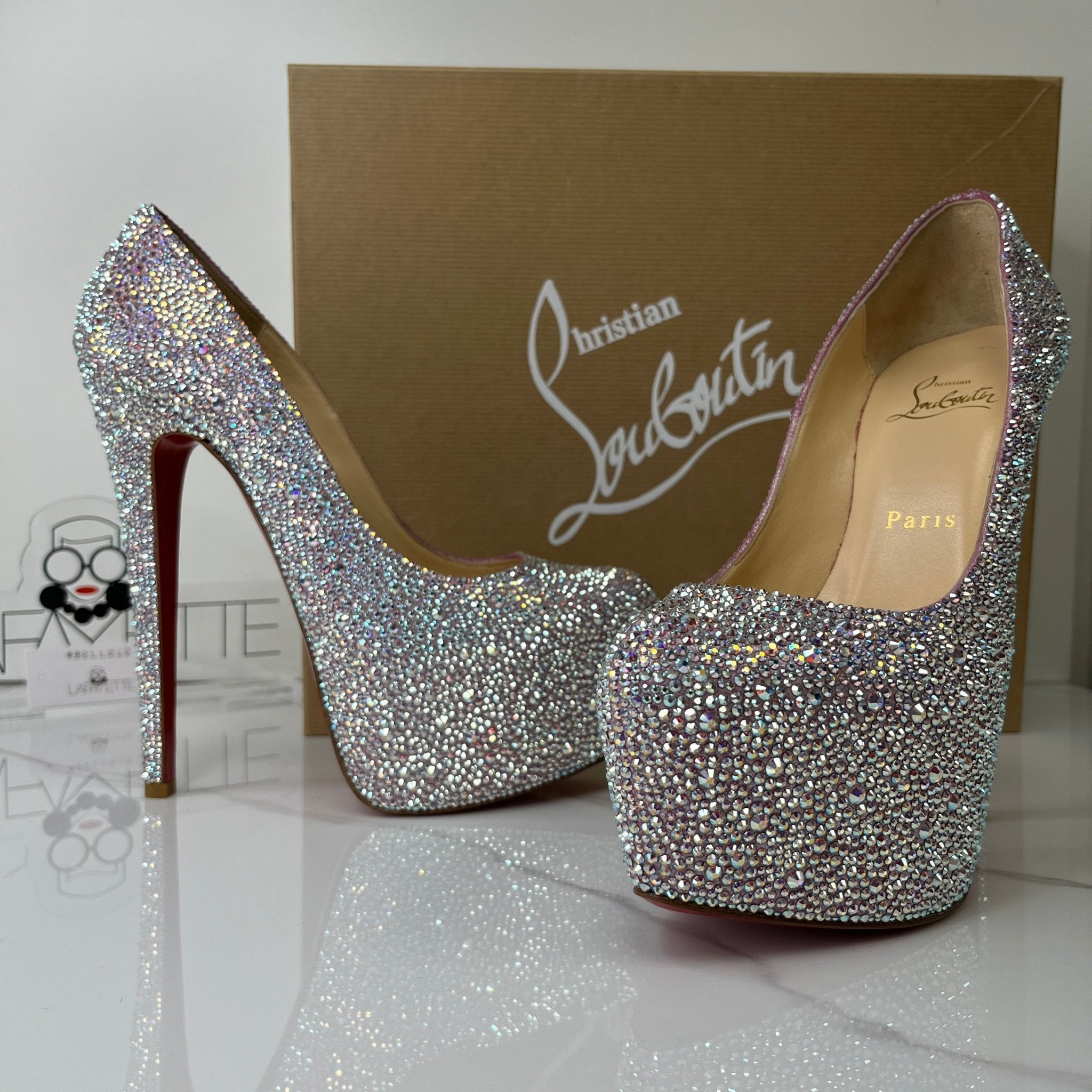 Christian Louboutin Crystal Suede Burma Daffodile Strass 160 Pumps Size 37.5 Lafayette Consignment