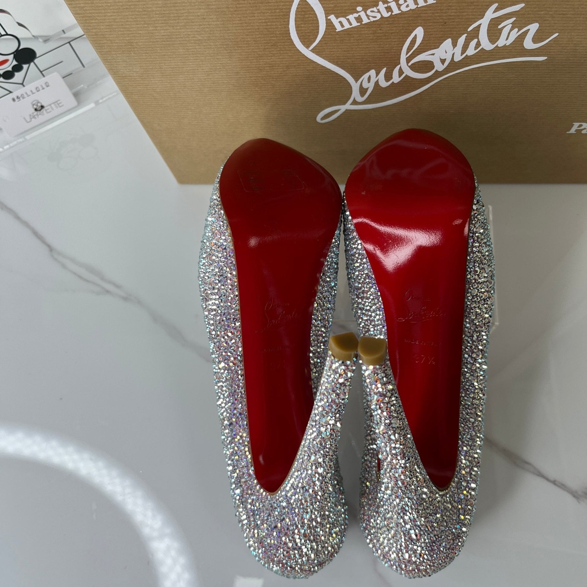 Christian Louboutin Crystal Suede Burma Daffodile Strass 160 Pumps - Size 37.5