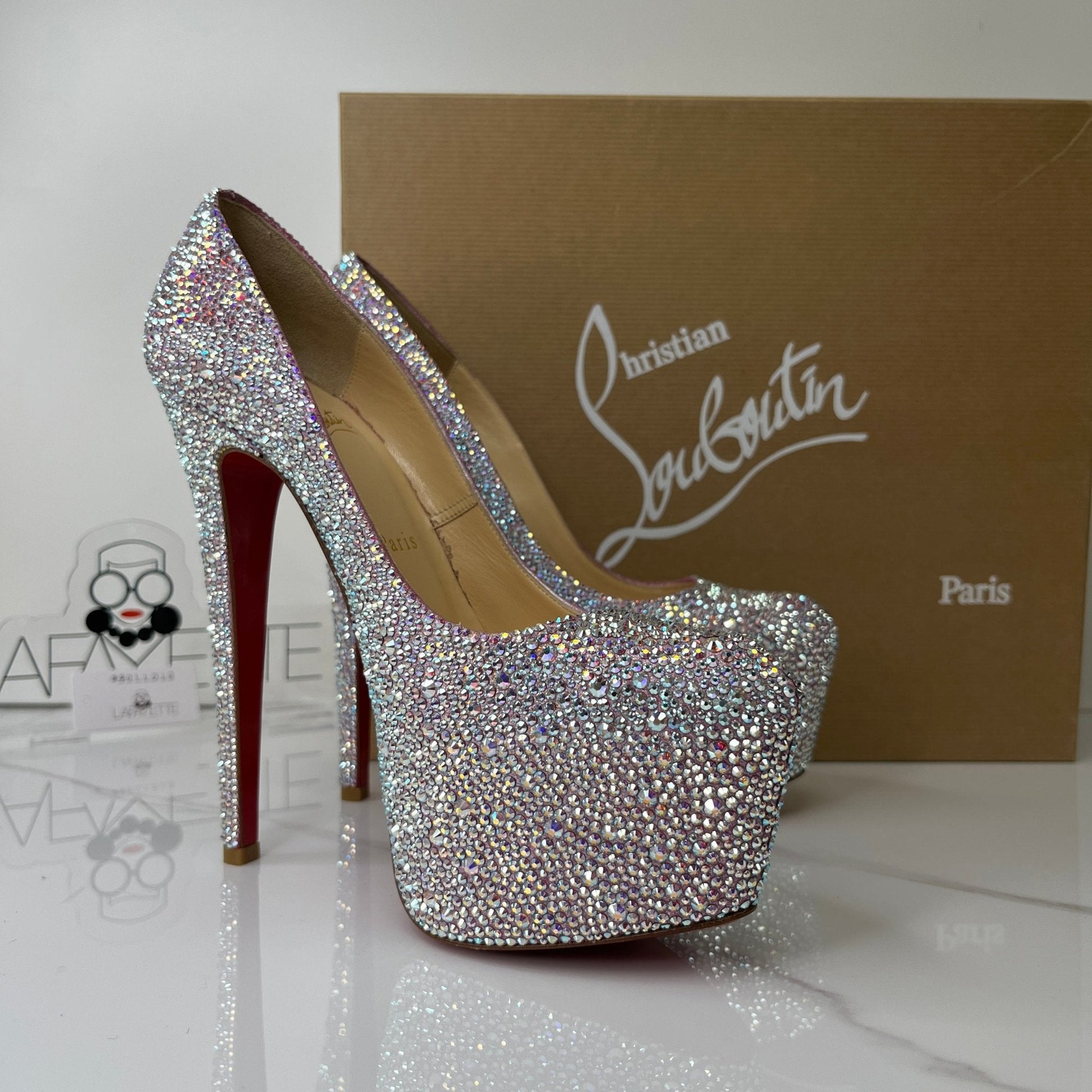 Christian Louboutin Crystal Suede Burma Daffodile Strass 160 Pumps - Size 37.5