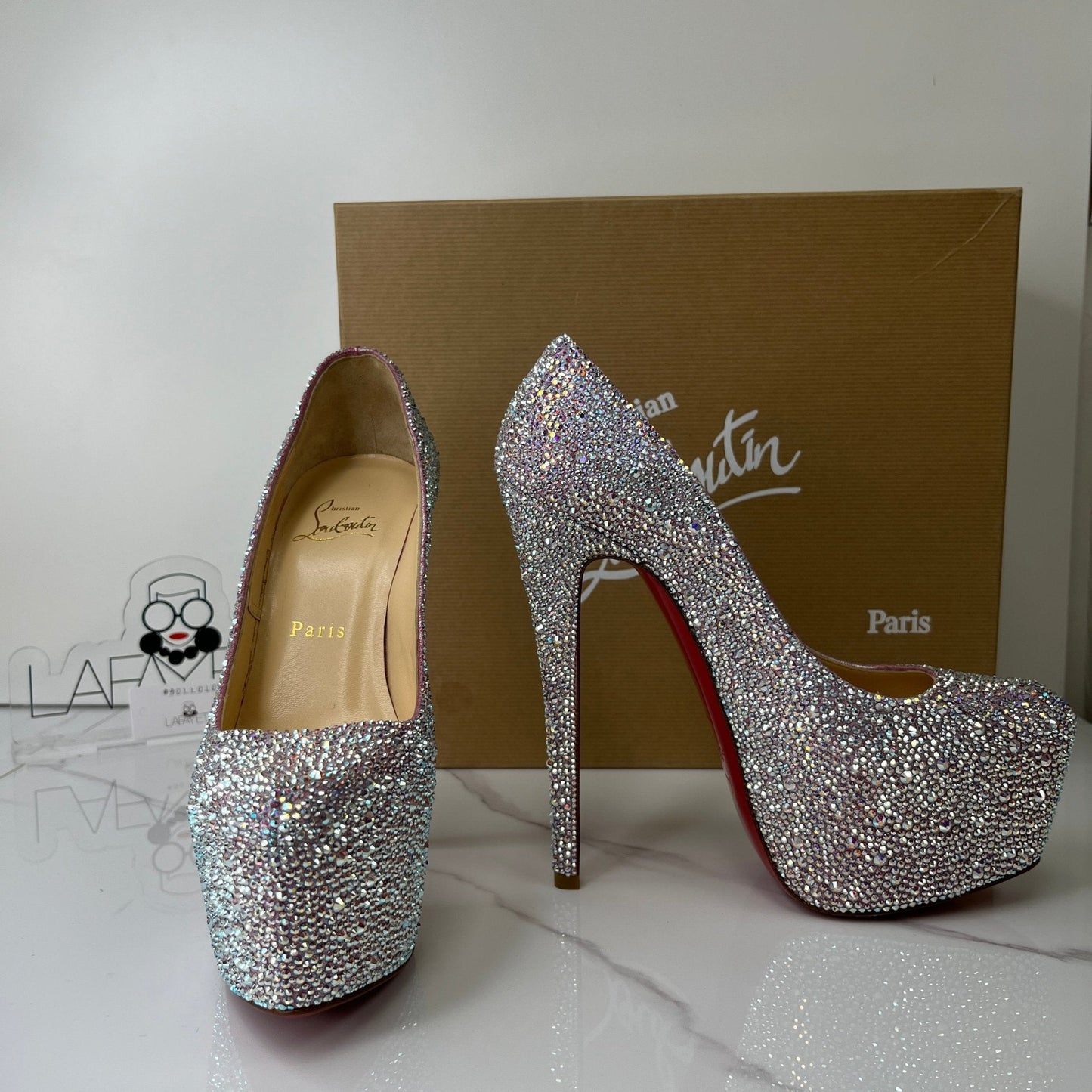 Christian Louboutin Crystal Suede Burma Daffodile Strass 160 Pumps - Size 37.5