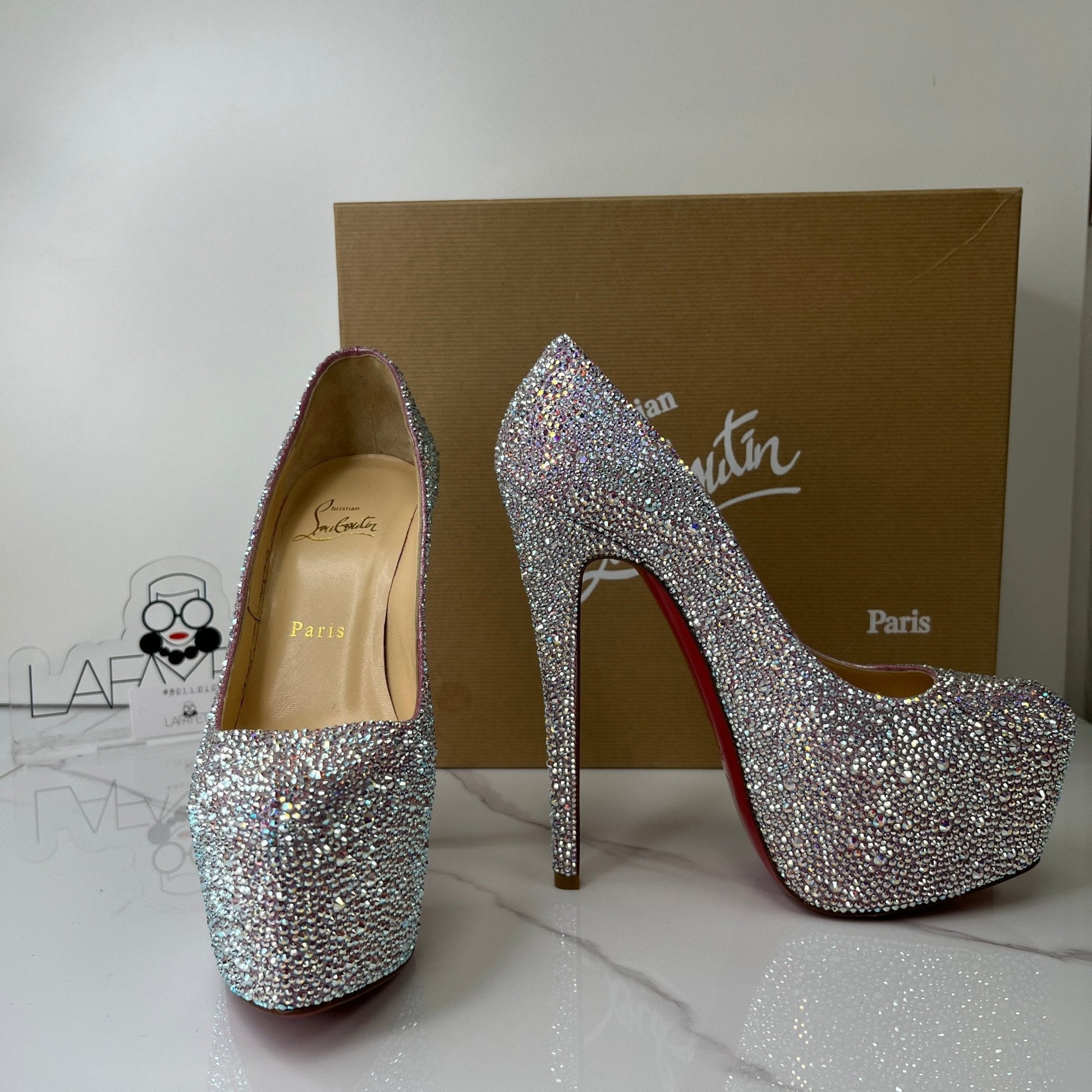 Christian Louboutin Crystal Suede Burma Daffodile Strass 160 Pumps - Size 37.5