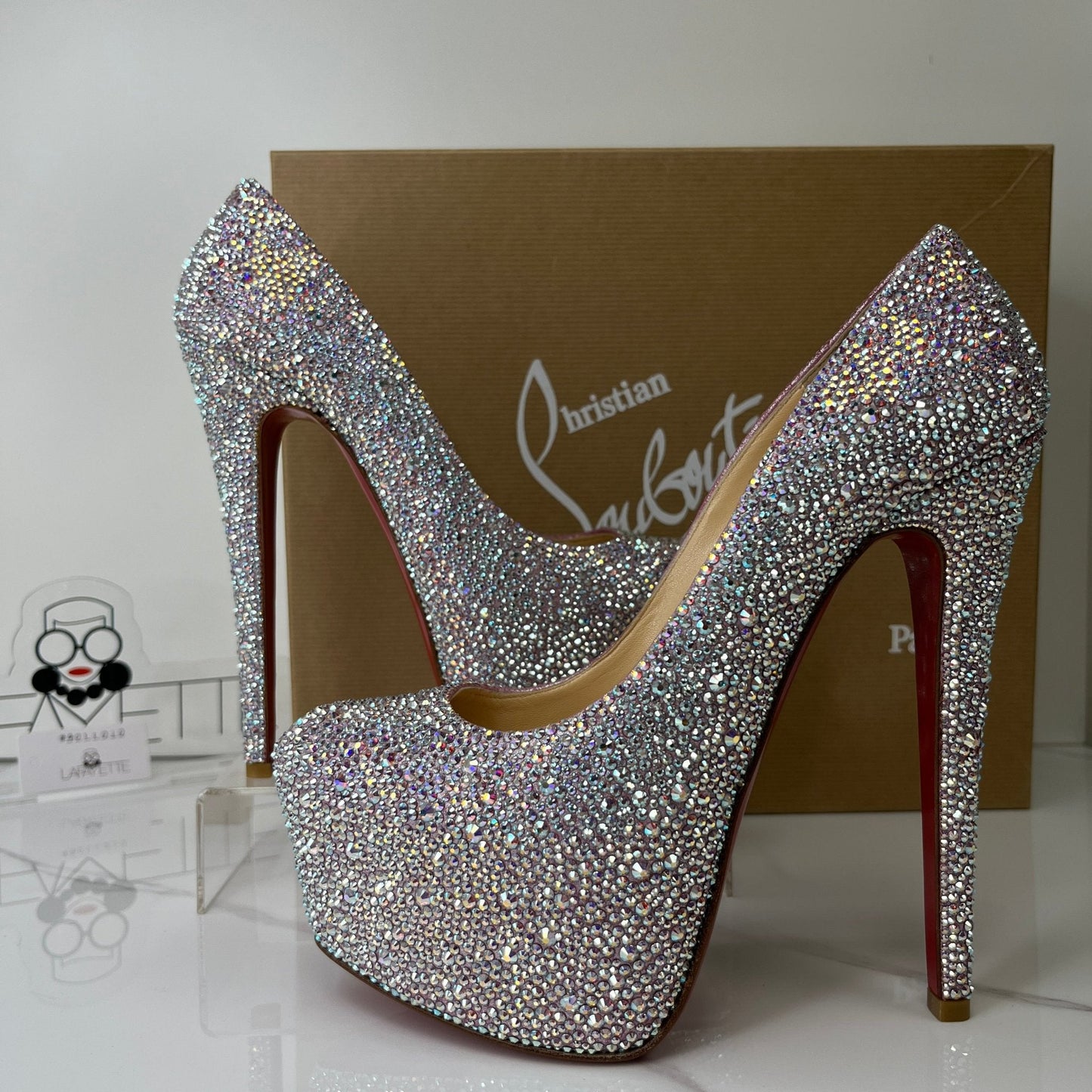 Christian Louboutin Crystal Suede Burma Daffodile Strass 160 Pumps - Size 37.5